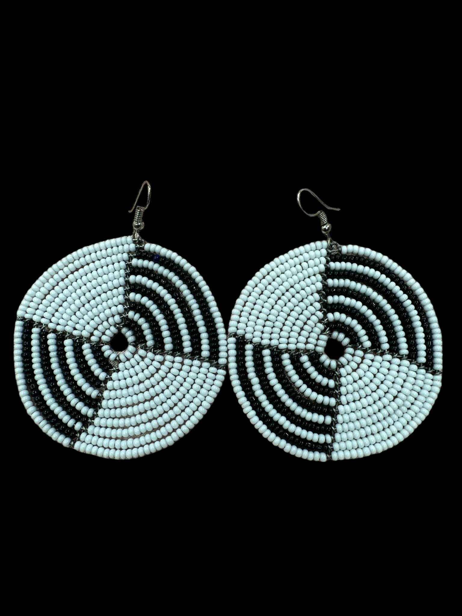 Authentic African White Beaded Dangle Earrings - Fatisha Boutique