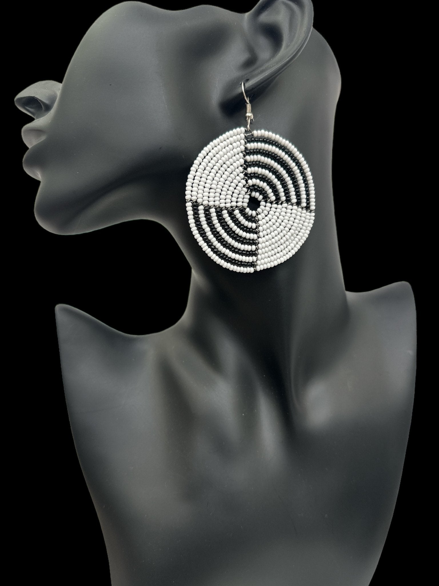 Authentic African White Beaded Dangle Earrings - Fatisha Boutique