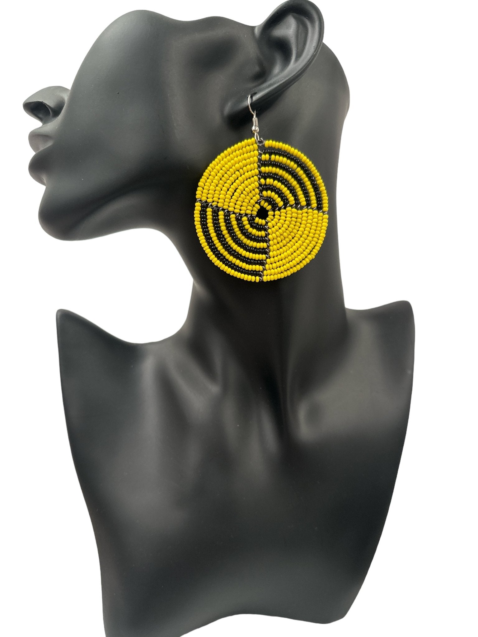 Authentic African Yellow Beaded Dangle Earrings - Fatisha Boutique