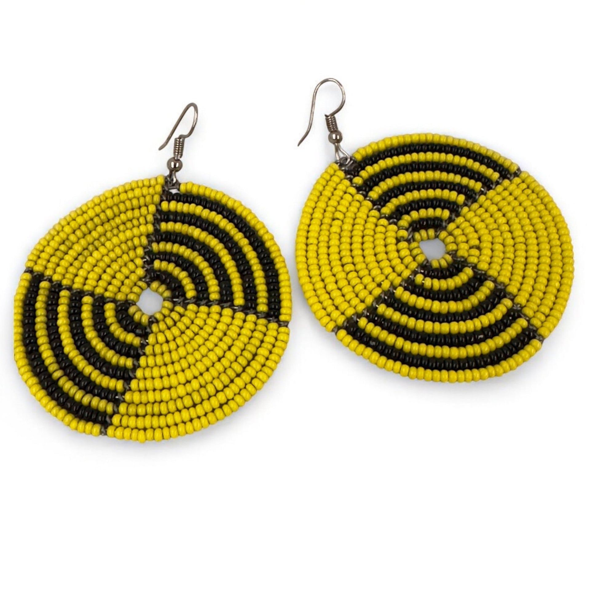 Authentic African Yellow Beaded Dangle Earrings - Fatisha Boutique