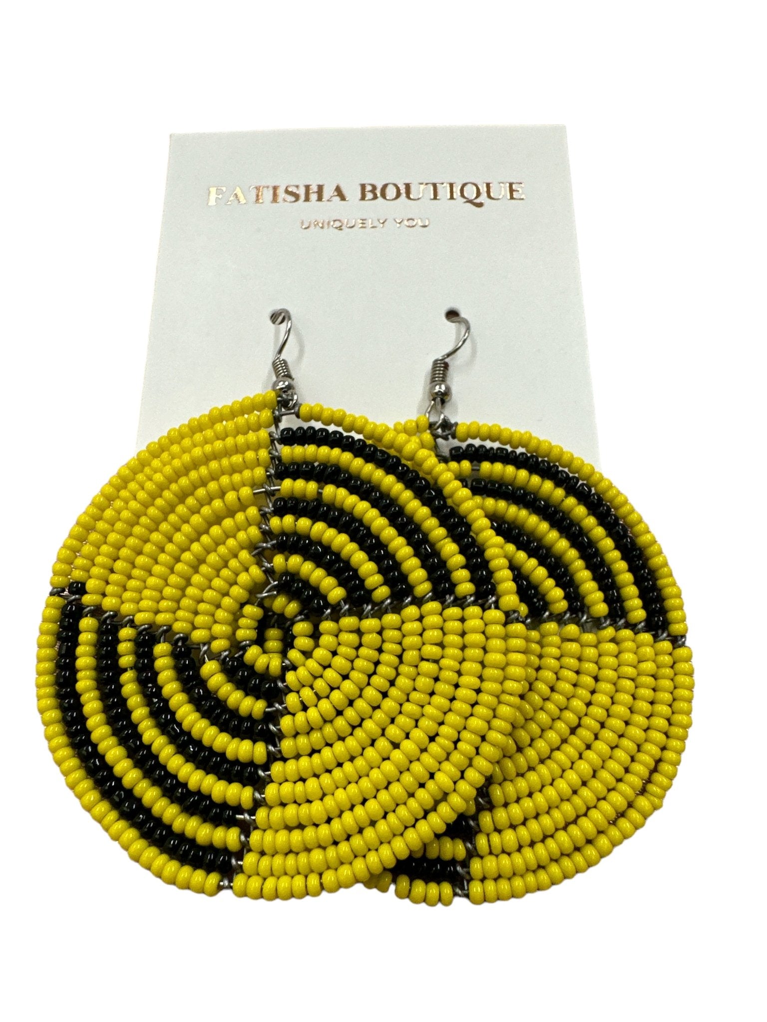Authentic African Yellow Beaded Dangle Earrings - Fatisha Boutique