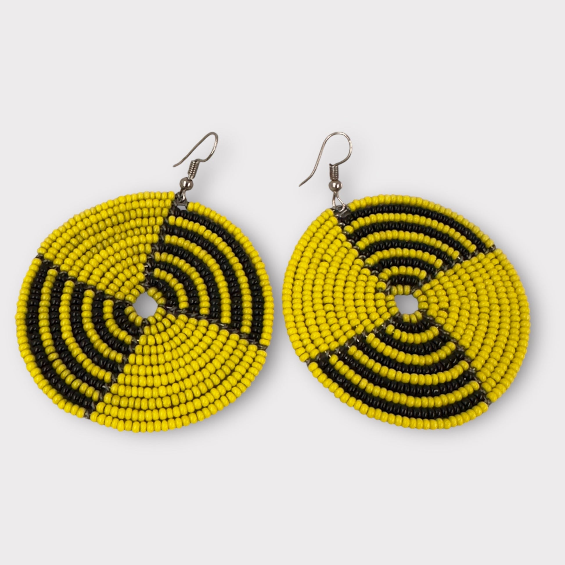 Authentic African Yellow Beaded Dangle Earrings - Fatisha Boutique