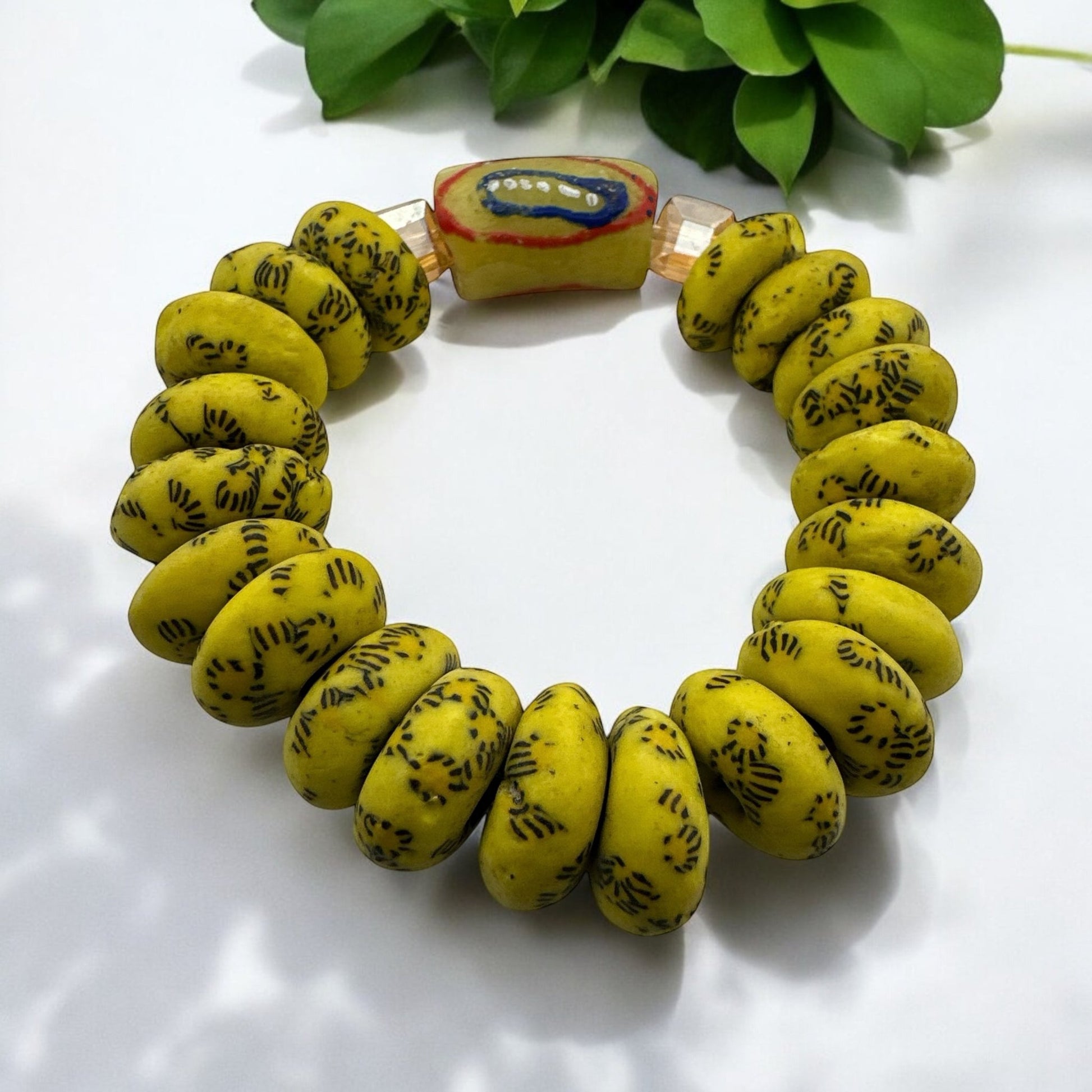 Authentic African Yellow Korobo Beaded Bracelet - Fatisha Boutique