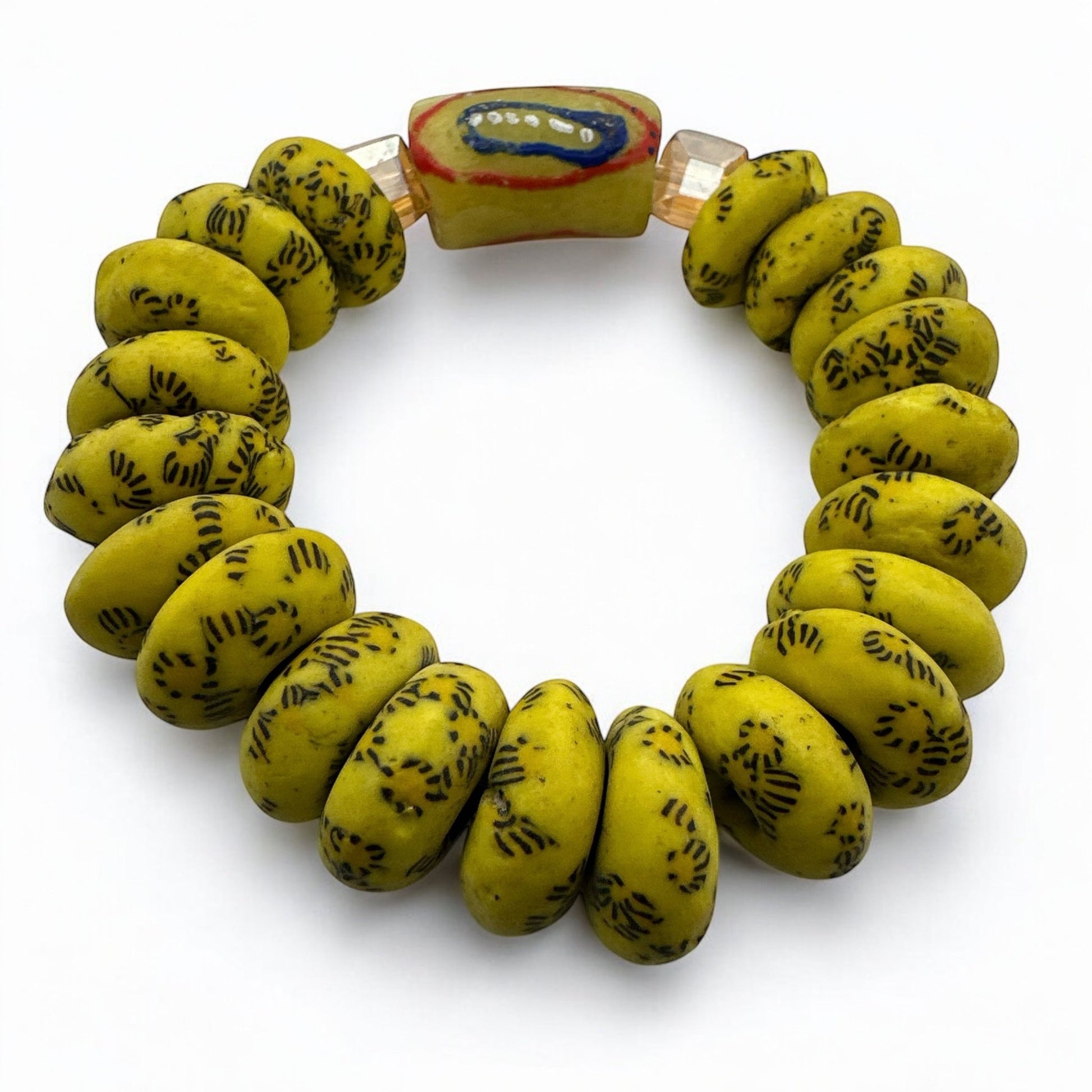 Authentic African Yellow Korobo Beaded Bracelet - Fatisha Boutique