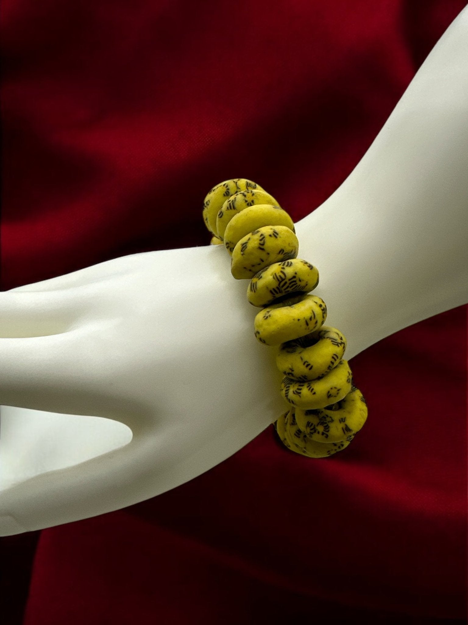 Authentic African Yellow Korobo Beaded Bracelet - Fatisha Boutique