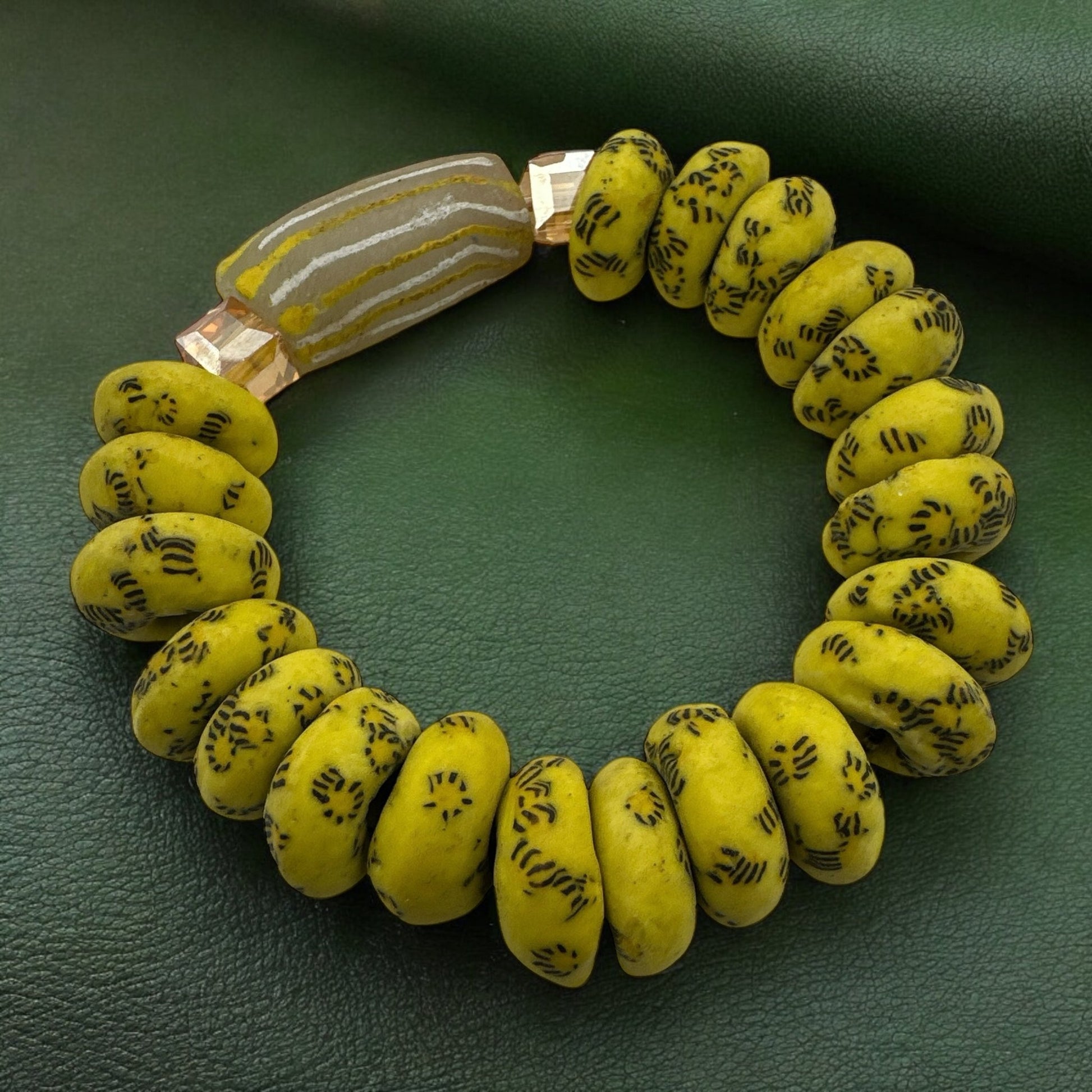 Authentic African Yellow Korobo Beaded Bracelet - Fatisha Boutique