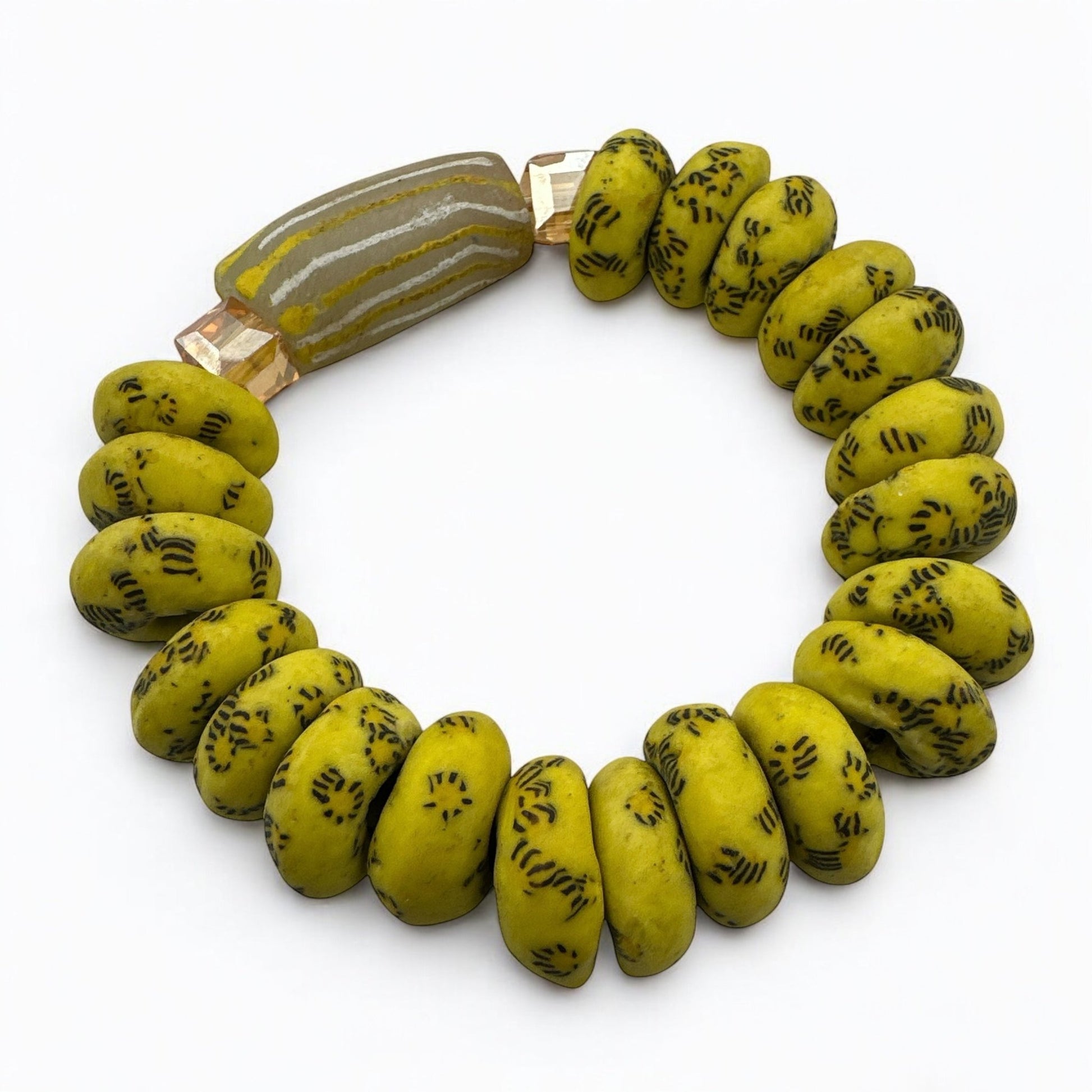 Authentic African Yellow Korobo Beaded Bracelet - Fatisha Boutique