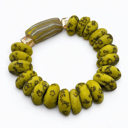 Authentic African Yellow Korobo Beaded Bracelet - Fatisha Boutique