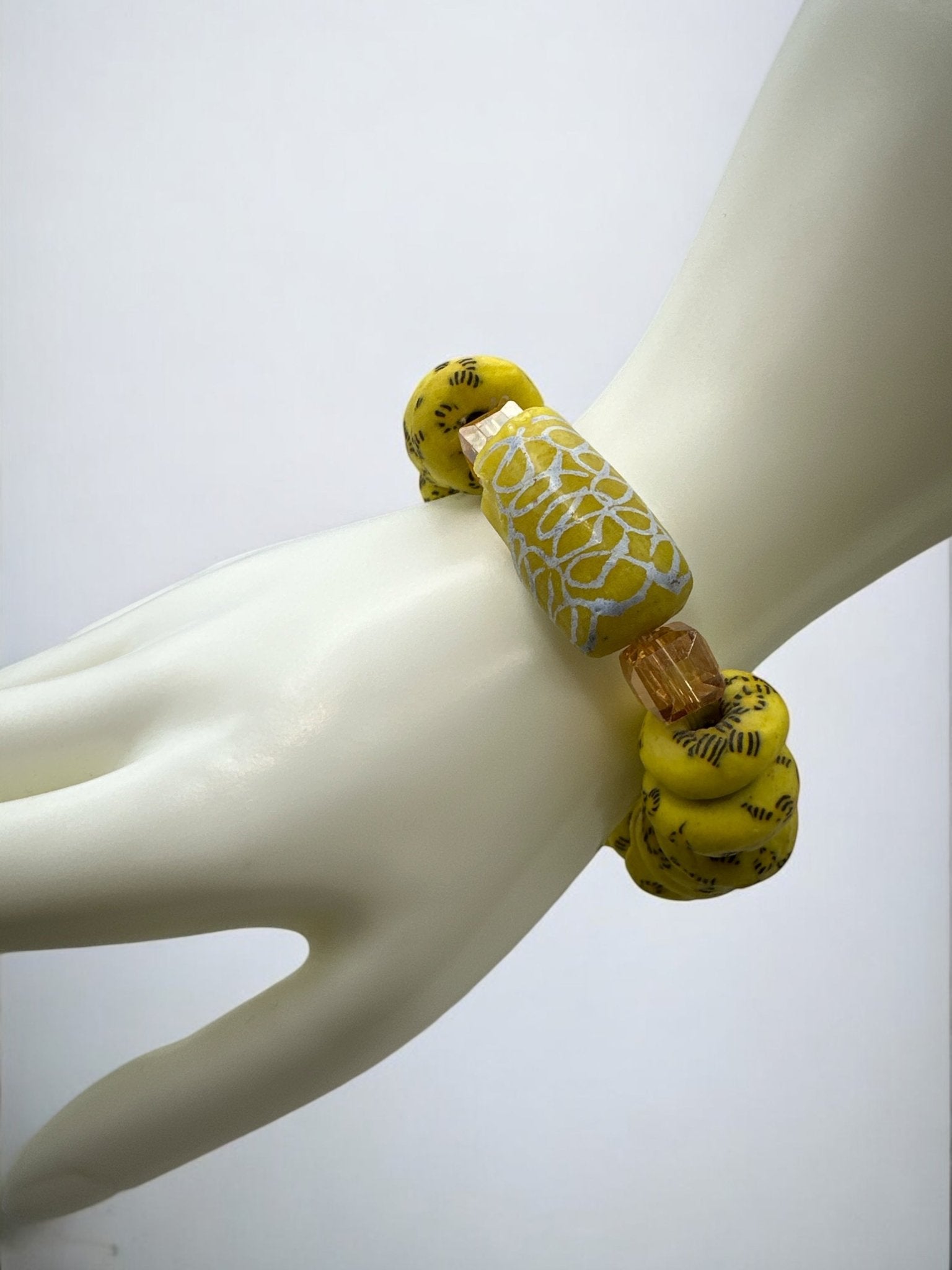 Authentic African Yellow Korobo Beaded Bracelet - Fatisha Boutique