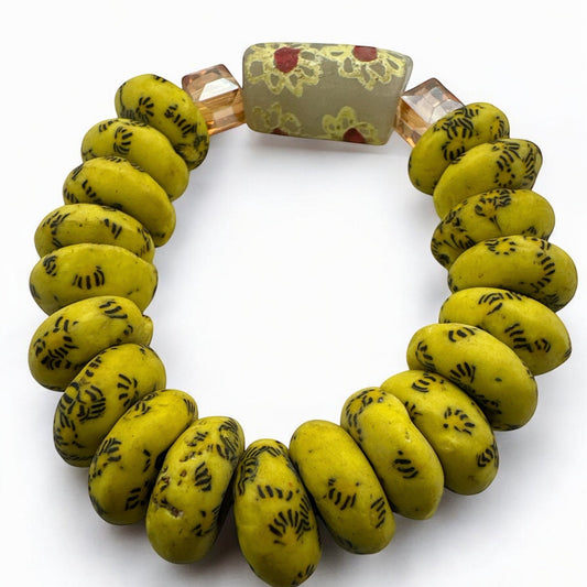 Authentic African Yellow Korobo Beaded Bracelet - Fatisha Boutique