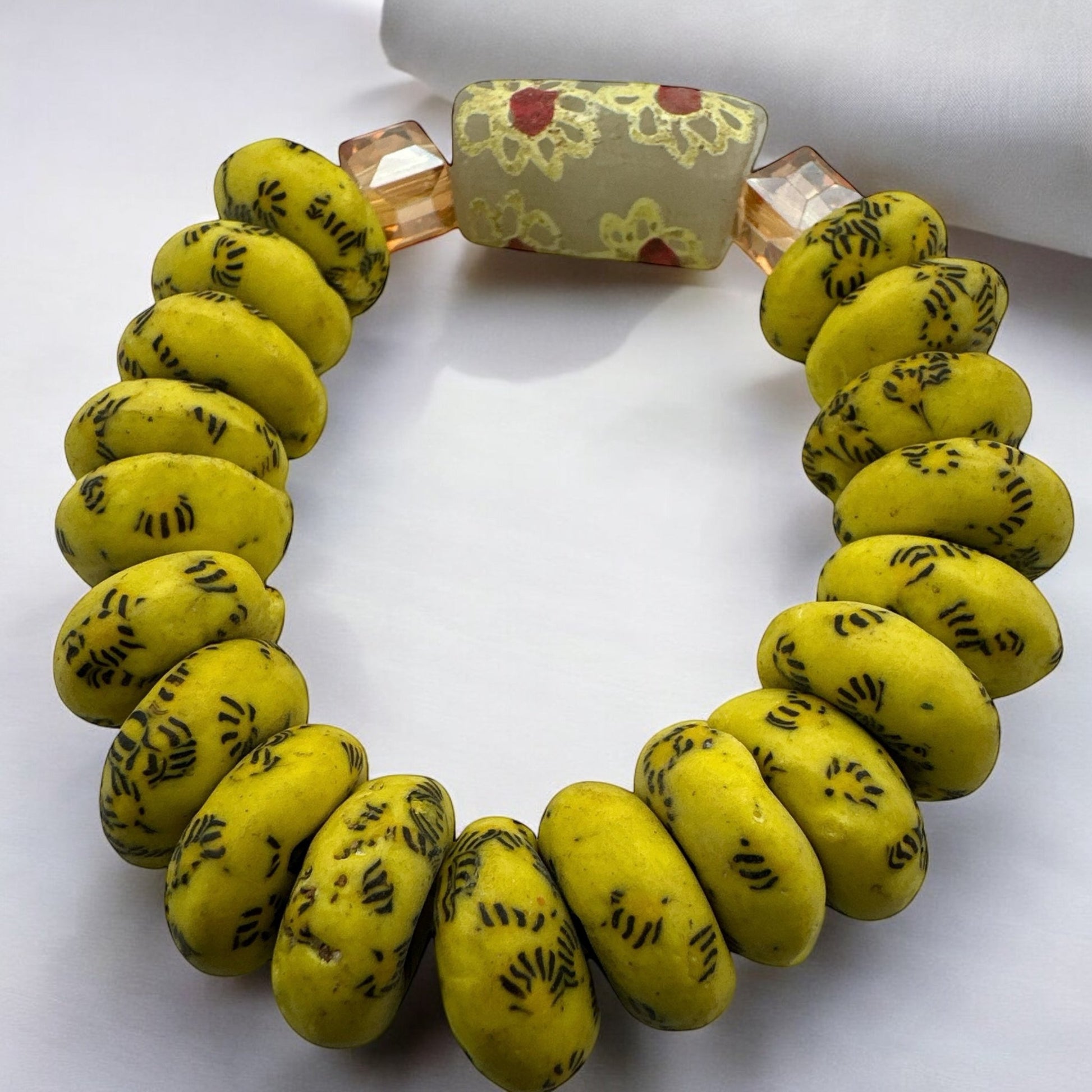 Authentic African Yellow Korobo Beaded Bracelet - Fatisha Boutique