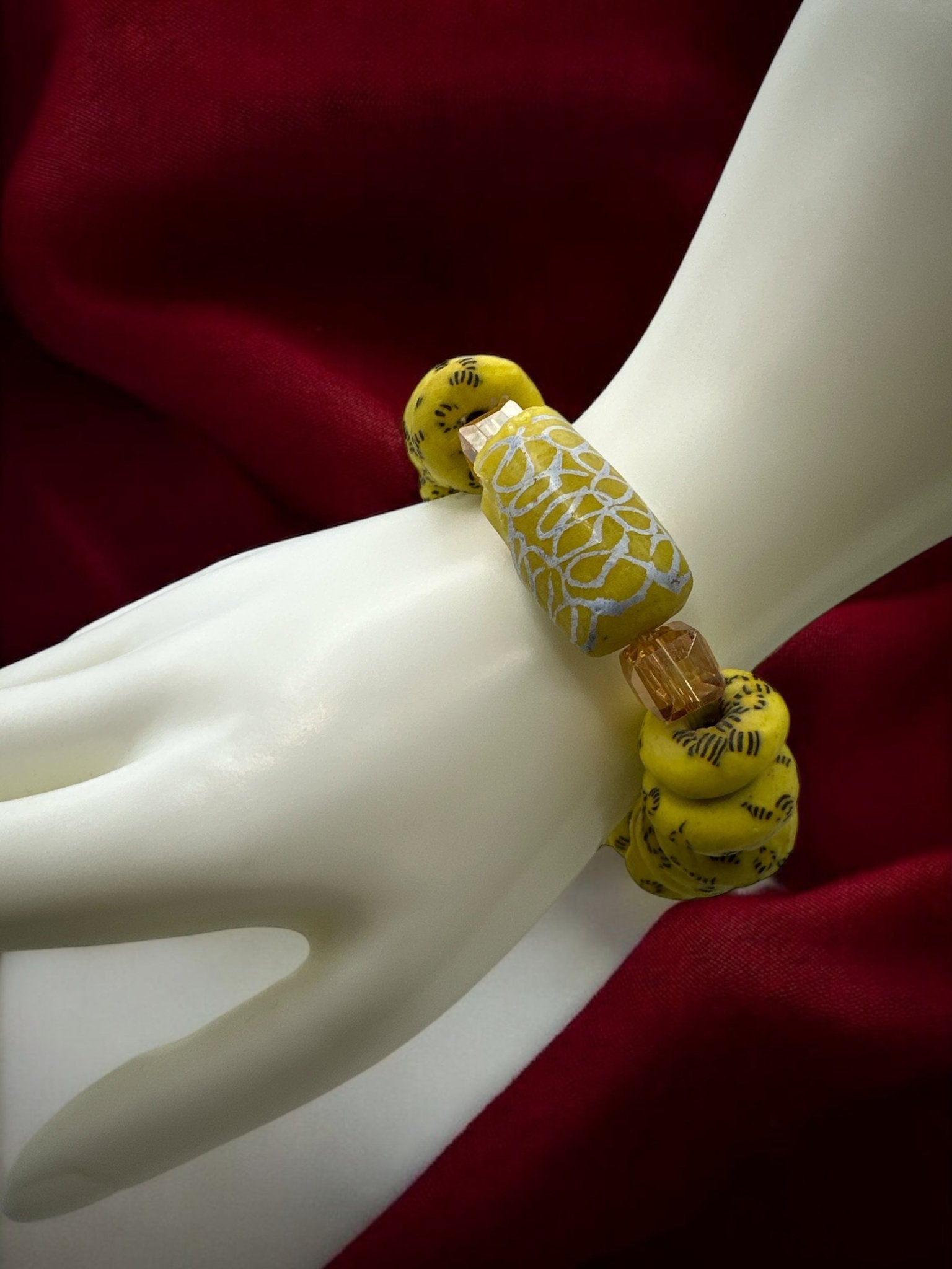 Authentic African Yellow Korobo Beaded Bracelet - Fatisha Boutique