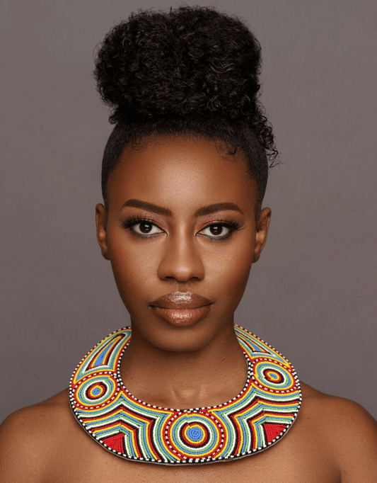 Authentic Handmade Maasai Zulu Beaded Collar Necklace – Multicolour Tribal Ethnic Bib Choker for Women - Fatisha Boutique