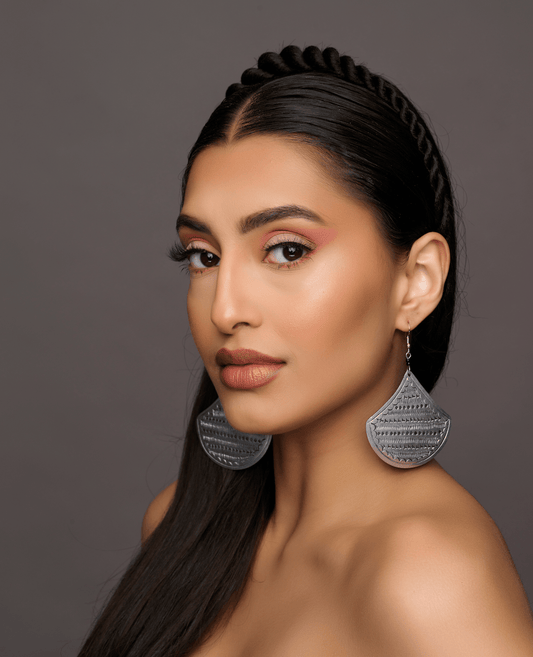 Authentic Lightweight African Engraved Silver Metal Dangle Earrings - Fatisha Boutique