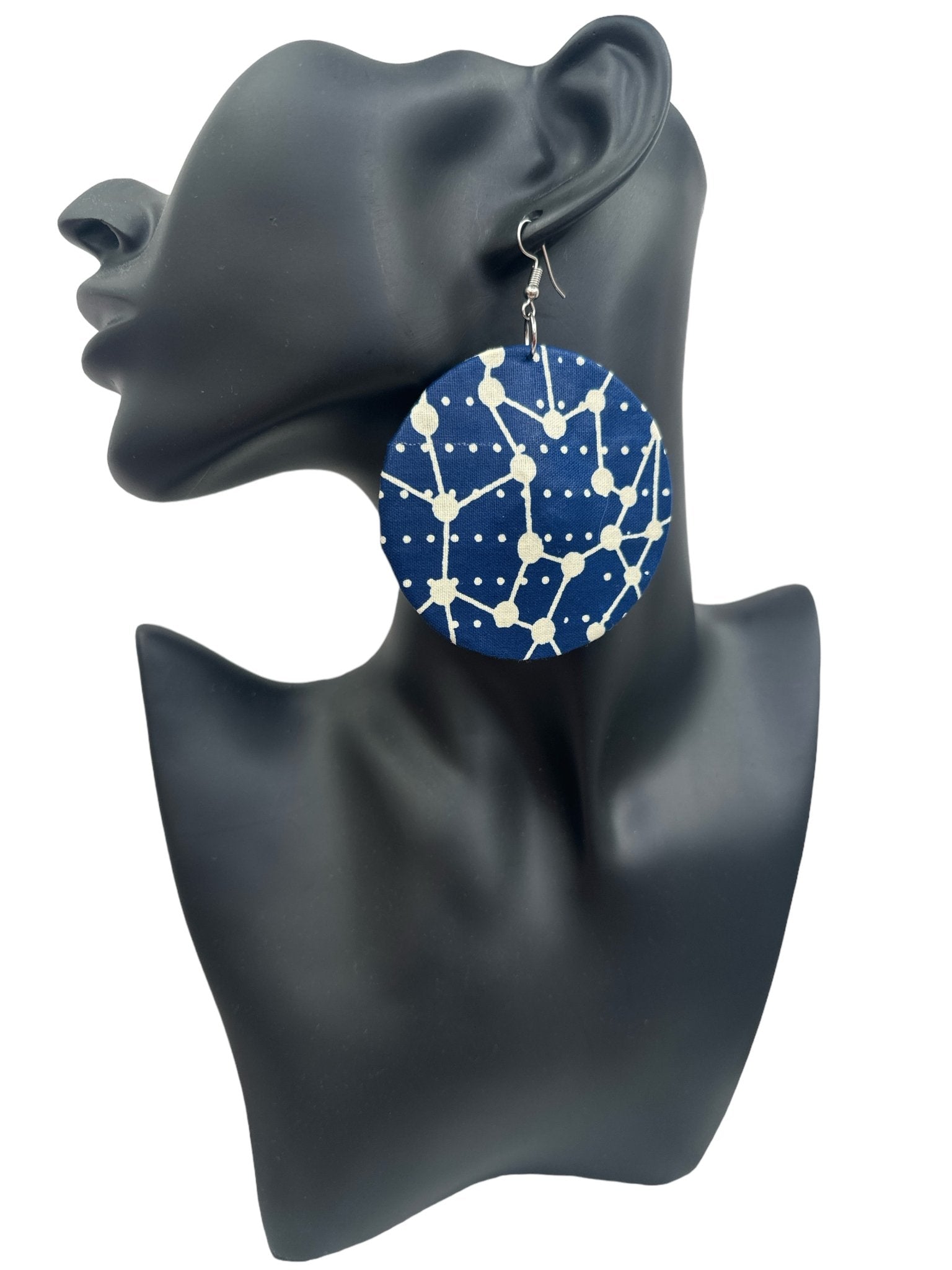 Authentic Lightweight African Printed Ankara Fabric Round Dangle Earrings - Fatisha Boutique