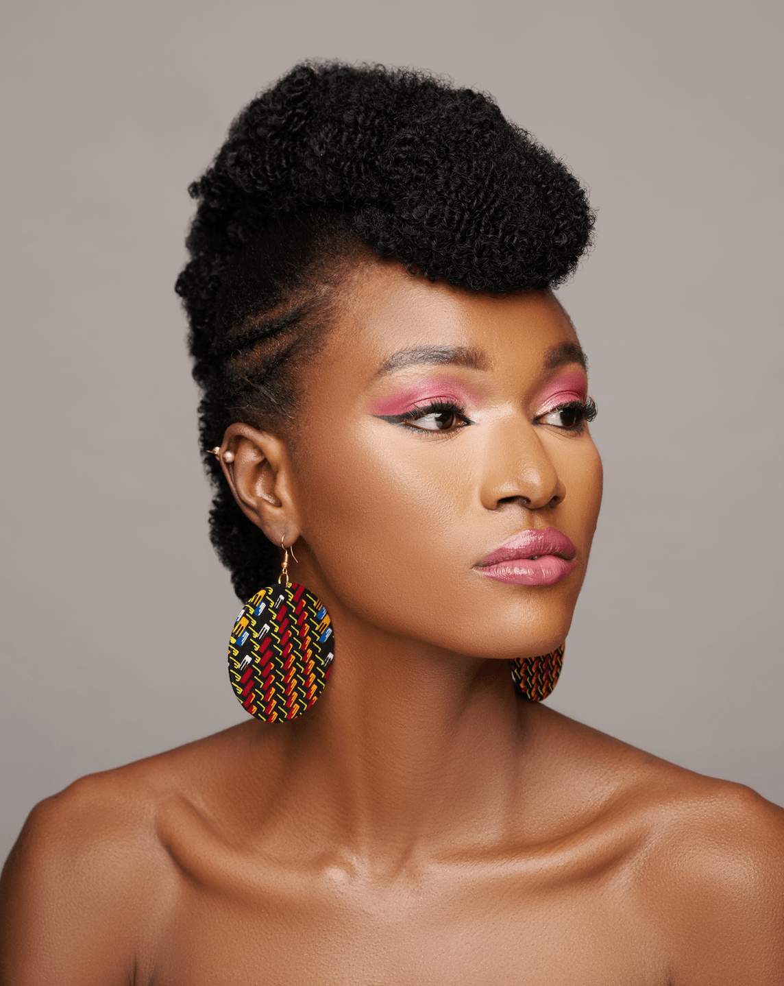 Authentic Lightweight African Printed Ankara Fabric Round Dangle Earrings - Fatisha Boutique
