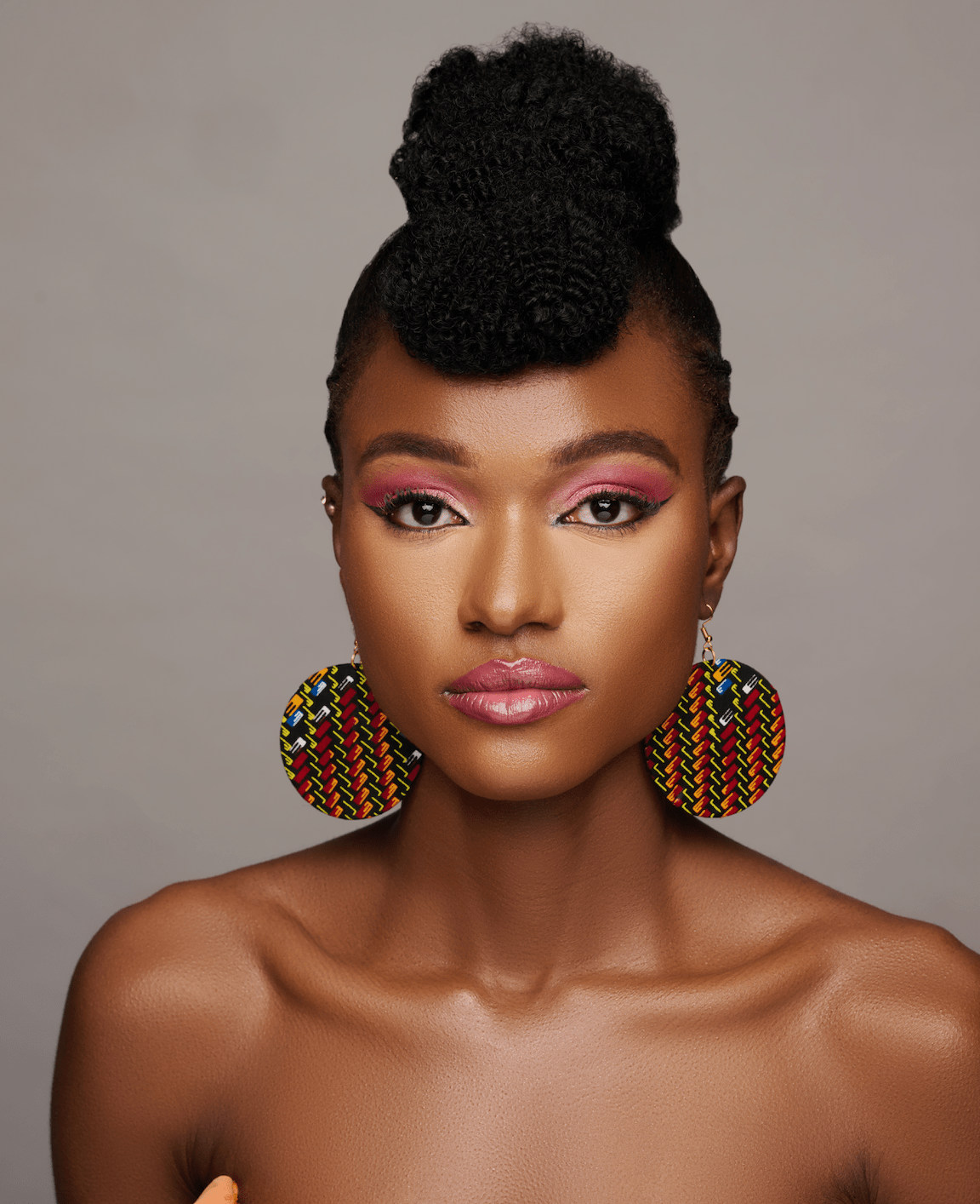 Authentic Lightweight African Printed Ankara Fabric Round Dangle Earrings - Fatisha Boutique