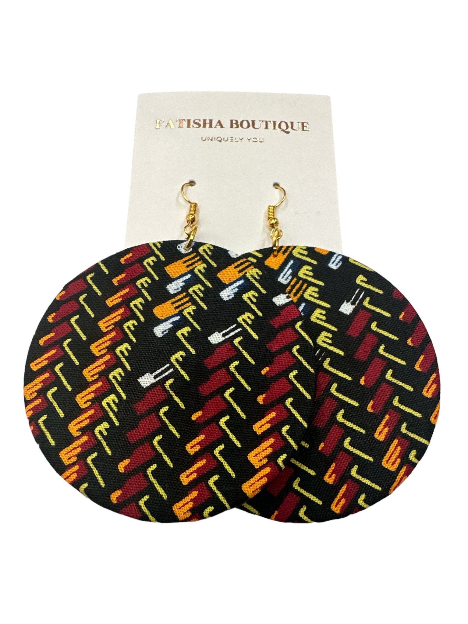 Authentic Lightweight African Printed Ankara Fabric Round Dangle Earrings - Fatisha Boutique