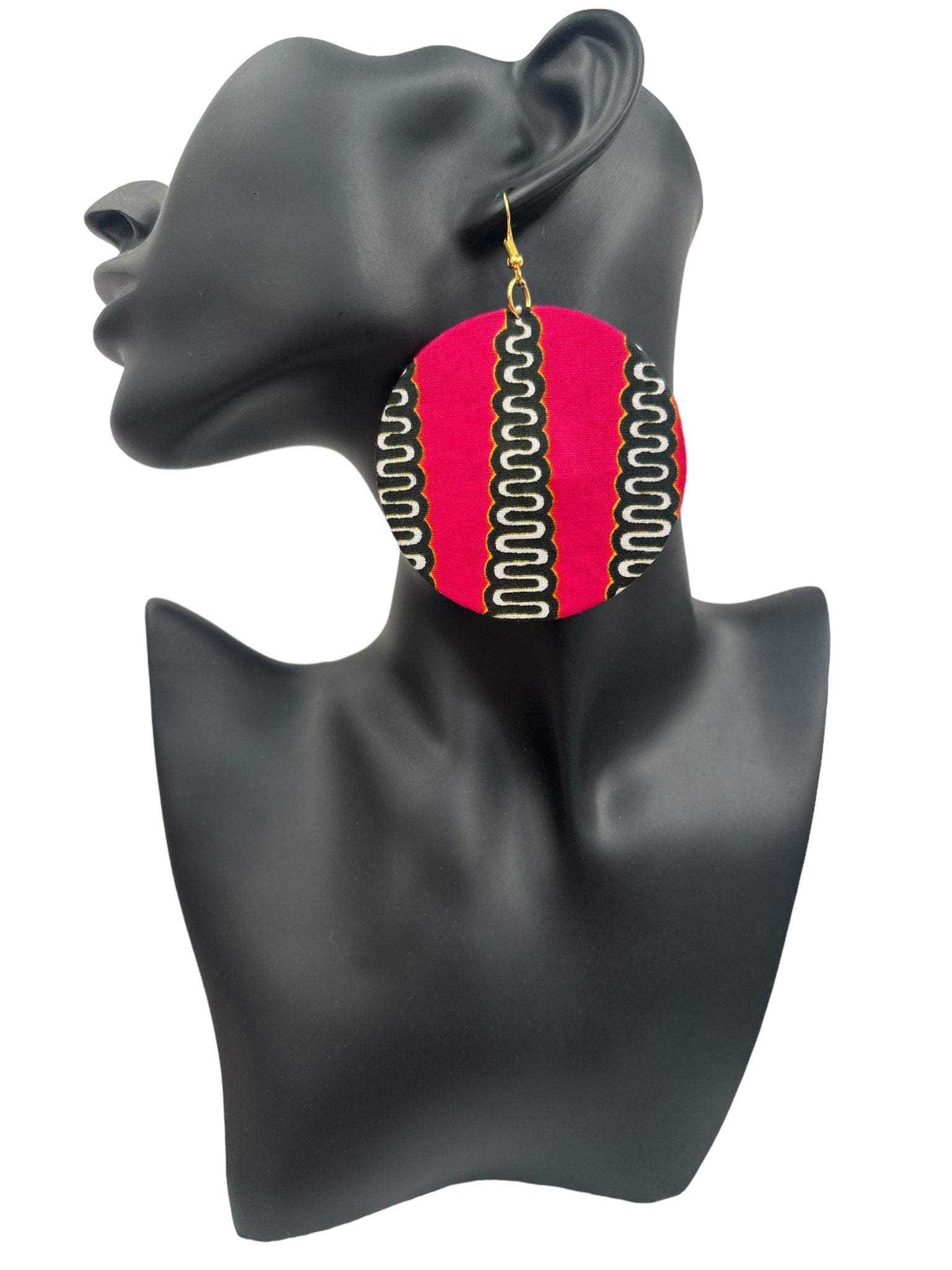 Authentic Lightweight African Printed Ankara Fabric Round Dangle Earrings - Fatisha Boutique