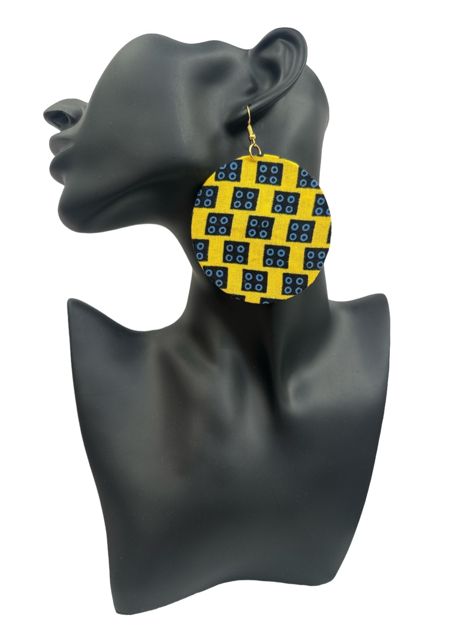 Authentic Lightweight African Printed Ankara Fabric Round Dangle Earrings - Fatisha Boutique