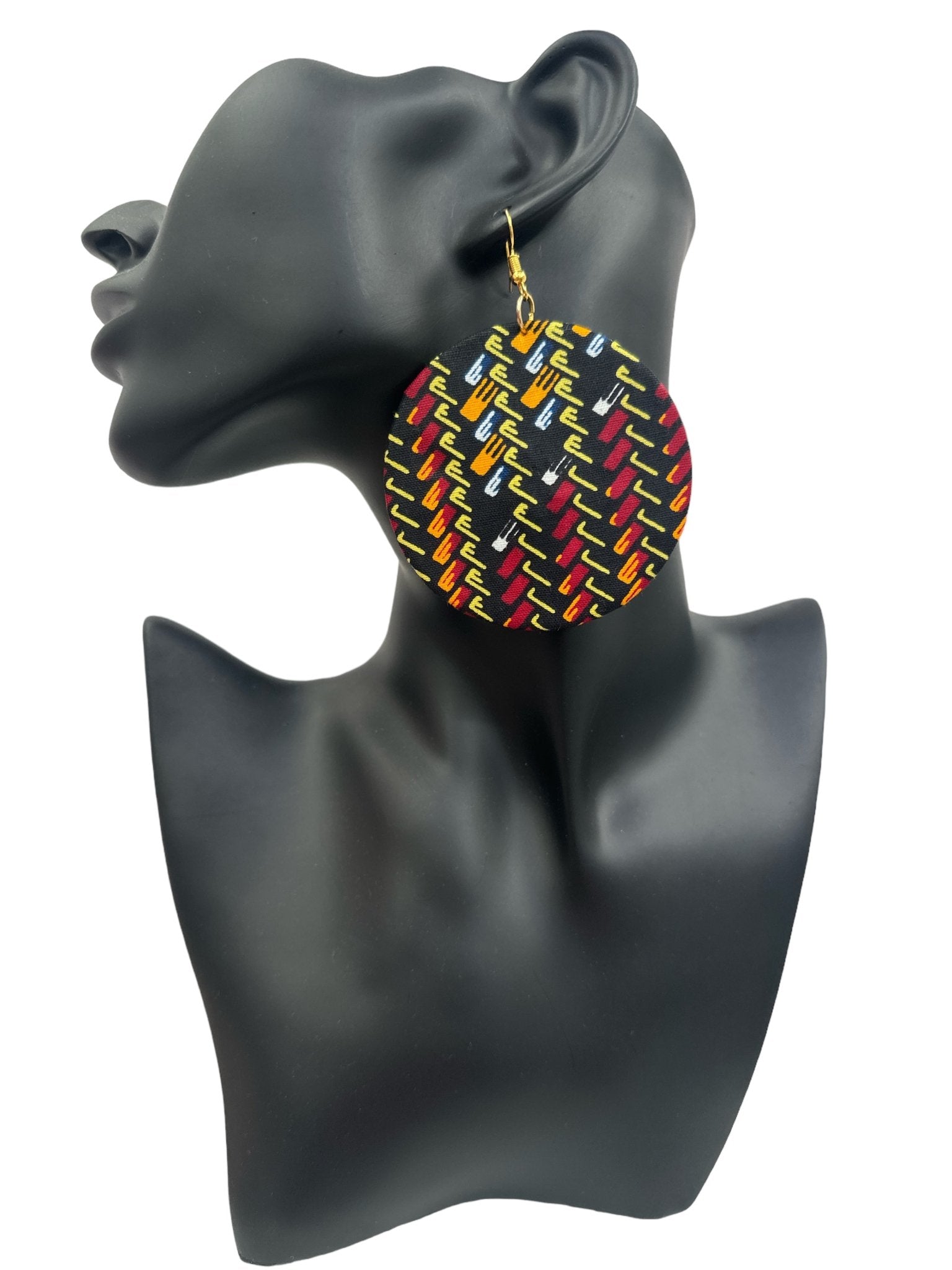 Authentic Lightweight African Printed Ankara Fabric Round Dangle Earrings - Fatisha Boutique