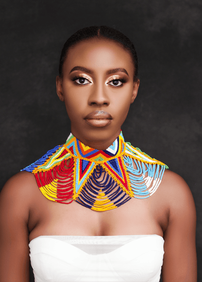 Authentic Maasai Zulu Multicolour Tribal Ethnic Beaded Collar Choker Necklace - Fatisha Boutique