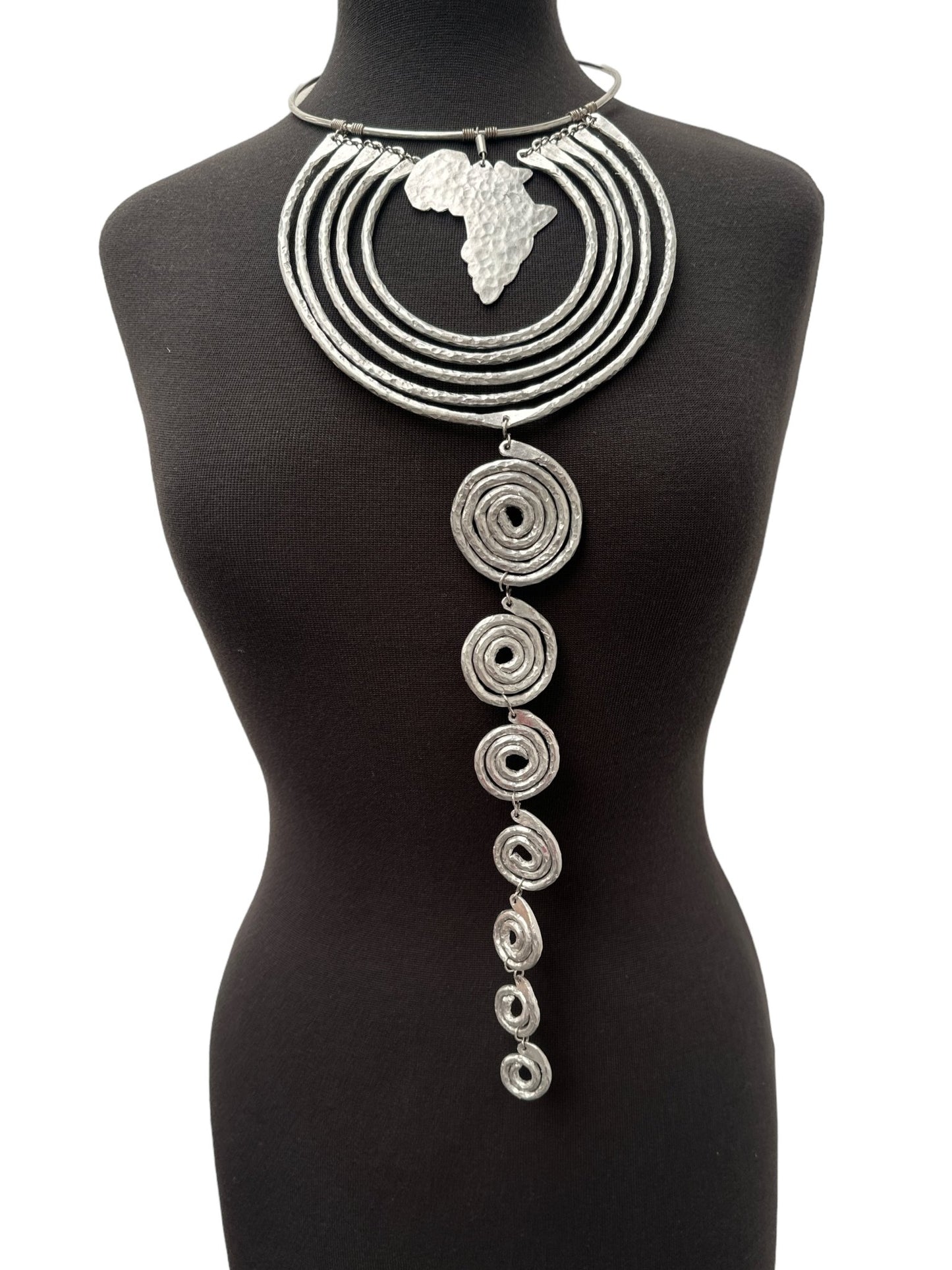 Authentic Unique African Craftsmanship Aluminium Metal Statement Pendant Necklace - Fatisha Boutique
