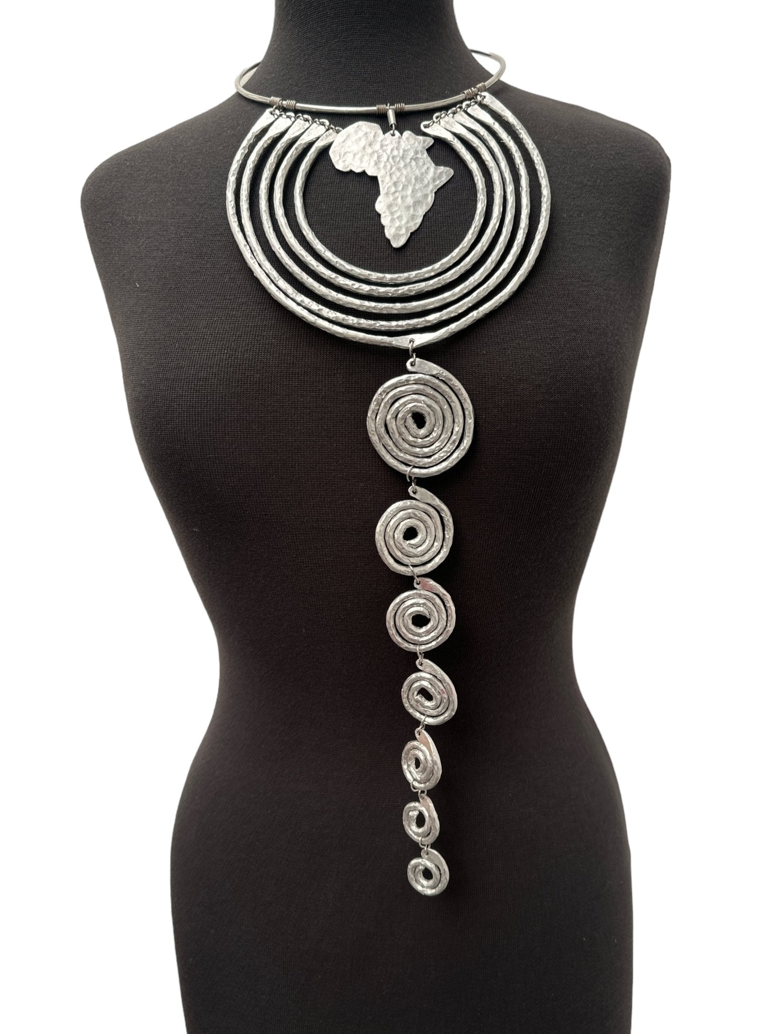 Authentic Unique African Craftsmanship Aluminium Metal Statement Pendant Necklace - Fatisha Boutique