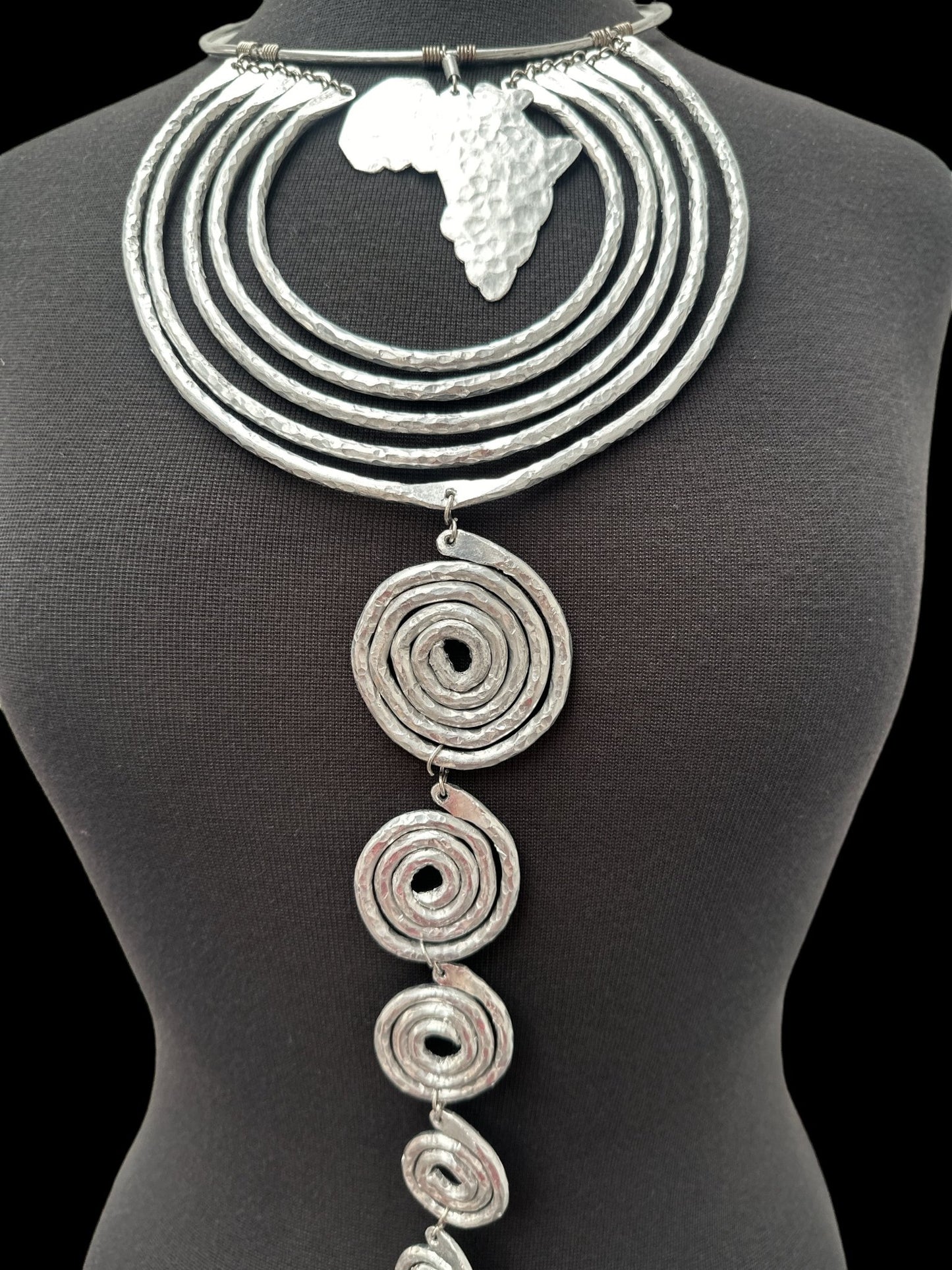 Authentic Unique African Craftsmanship Aluminium Metal Statement Pendant Necklace - Fatisha Boutique
