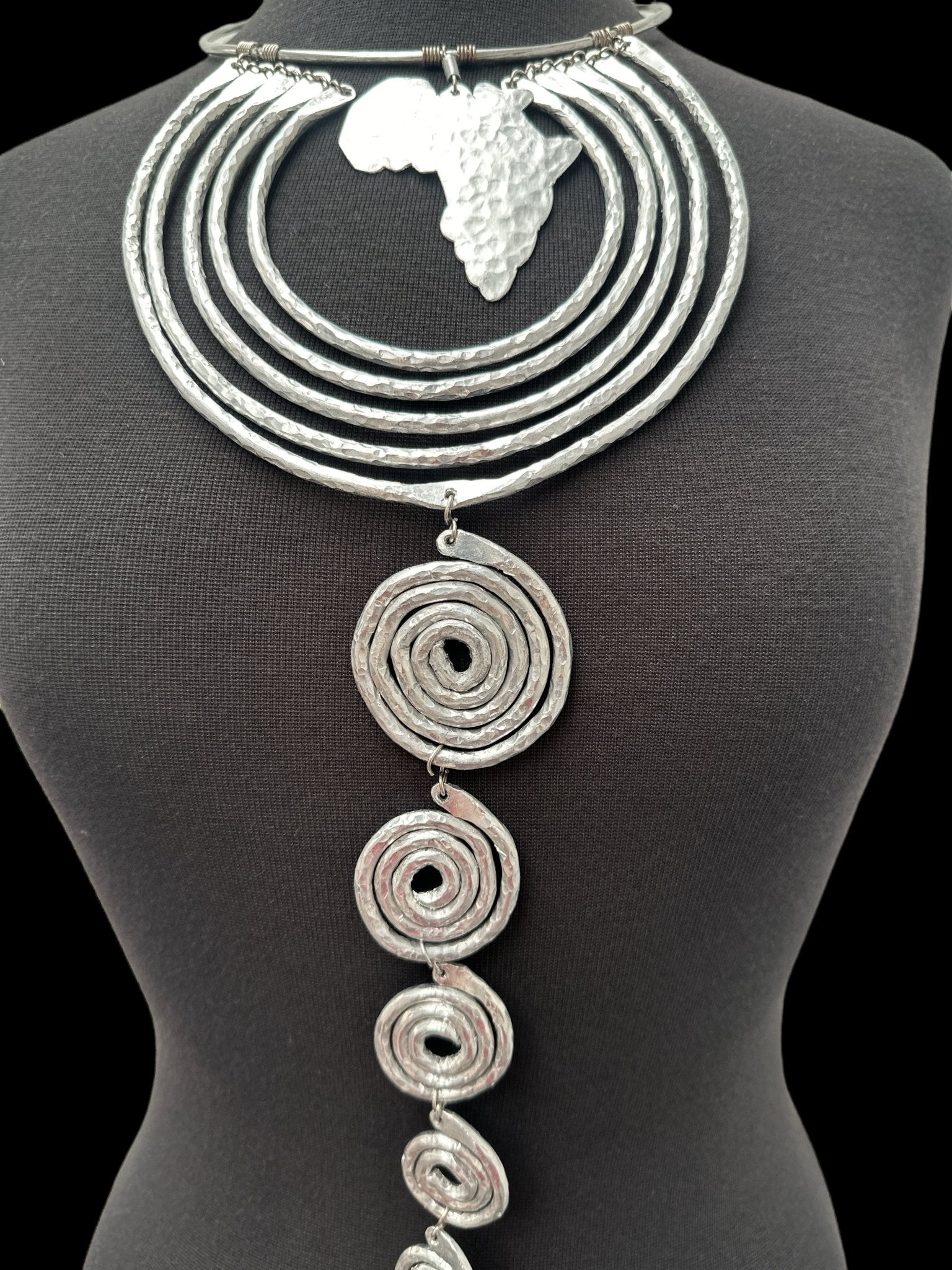 Authentic Unique African Craftsmanship Aluminium Metal Statement Pendant Necklace - Fatisha Boutique
