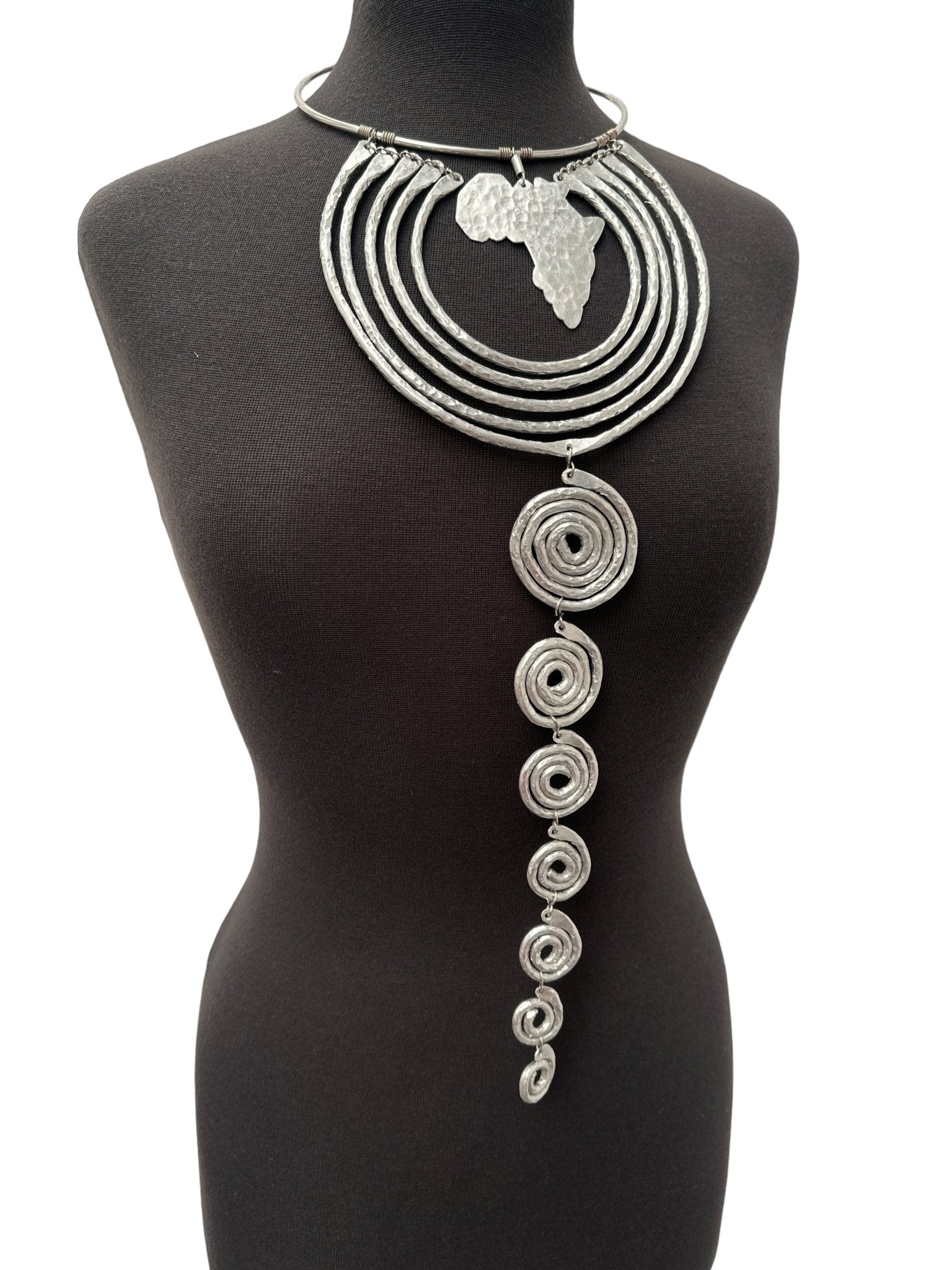 Authentic Unique African Craftsmanship Aluminium Metal Statement Pendant Necklace - Fatisha Boutique