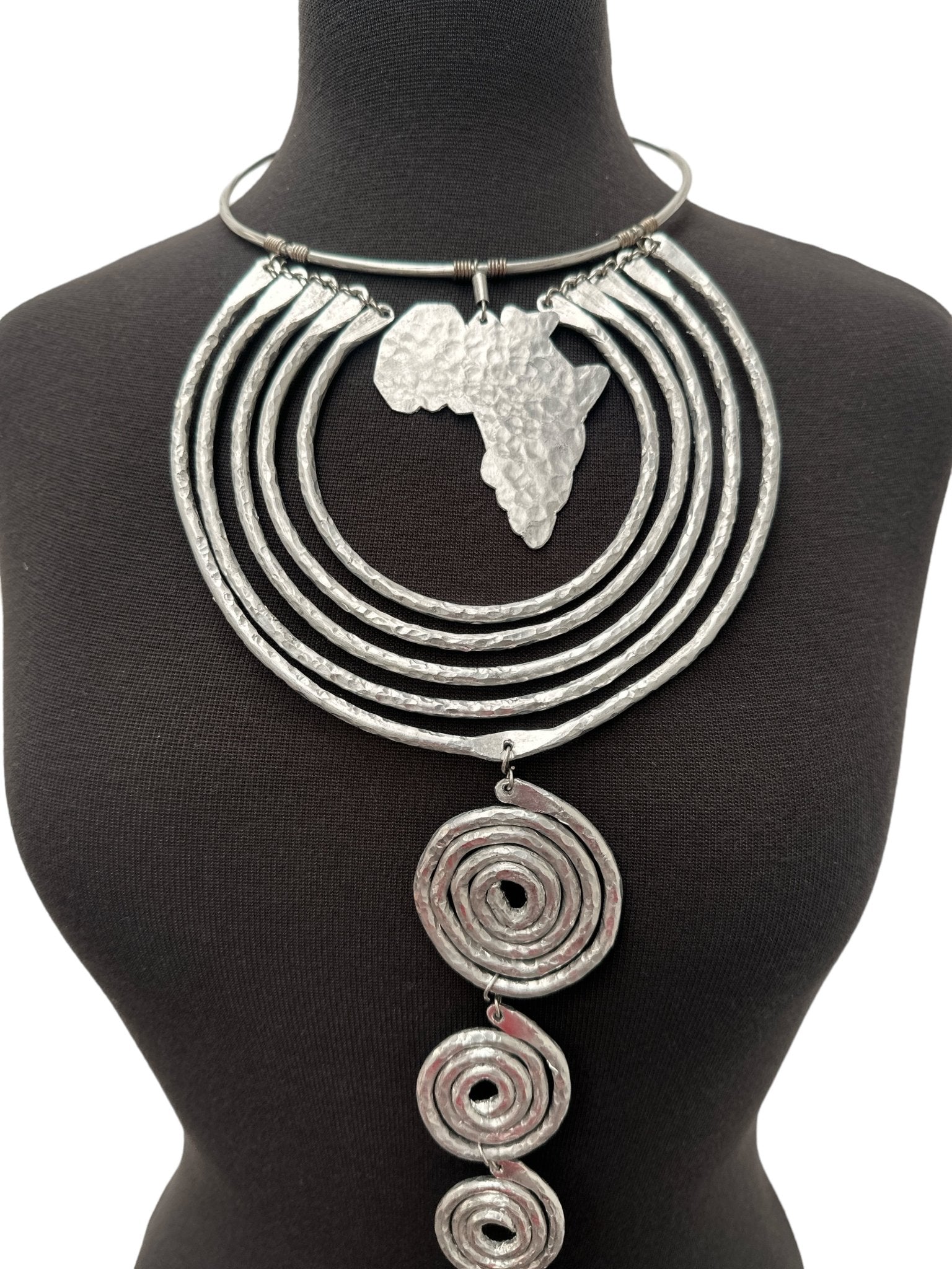 Authentic Unique African Craftsmanship Aluminium Metal Statement Pendant Necklace - Fatisha Boutique