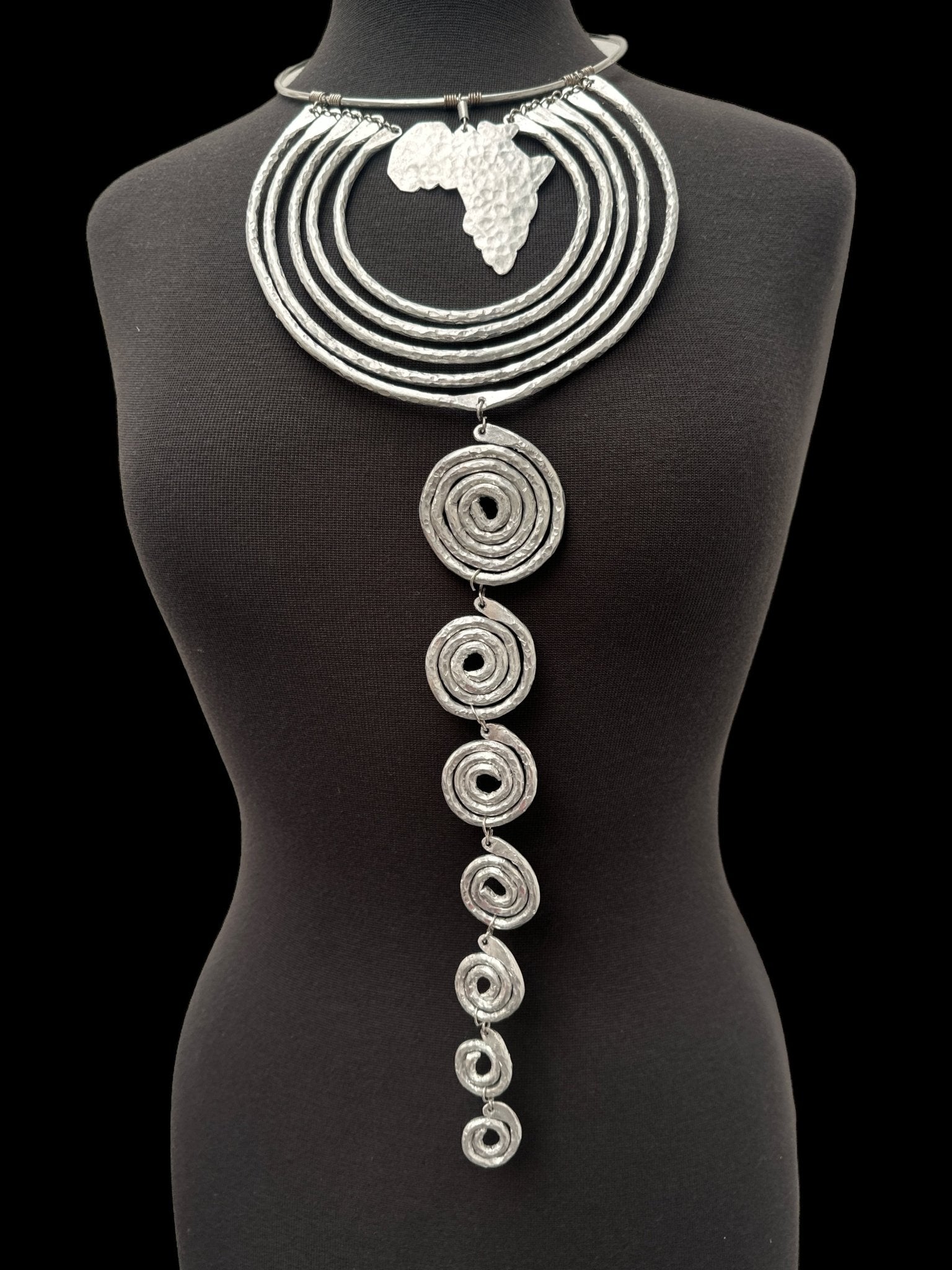 Authentic Unique African Craftsmanship Aluminium Metal Statement Pendant Necklace - Fatisha Boutique