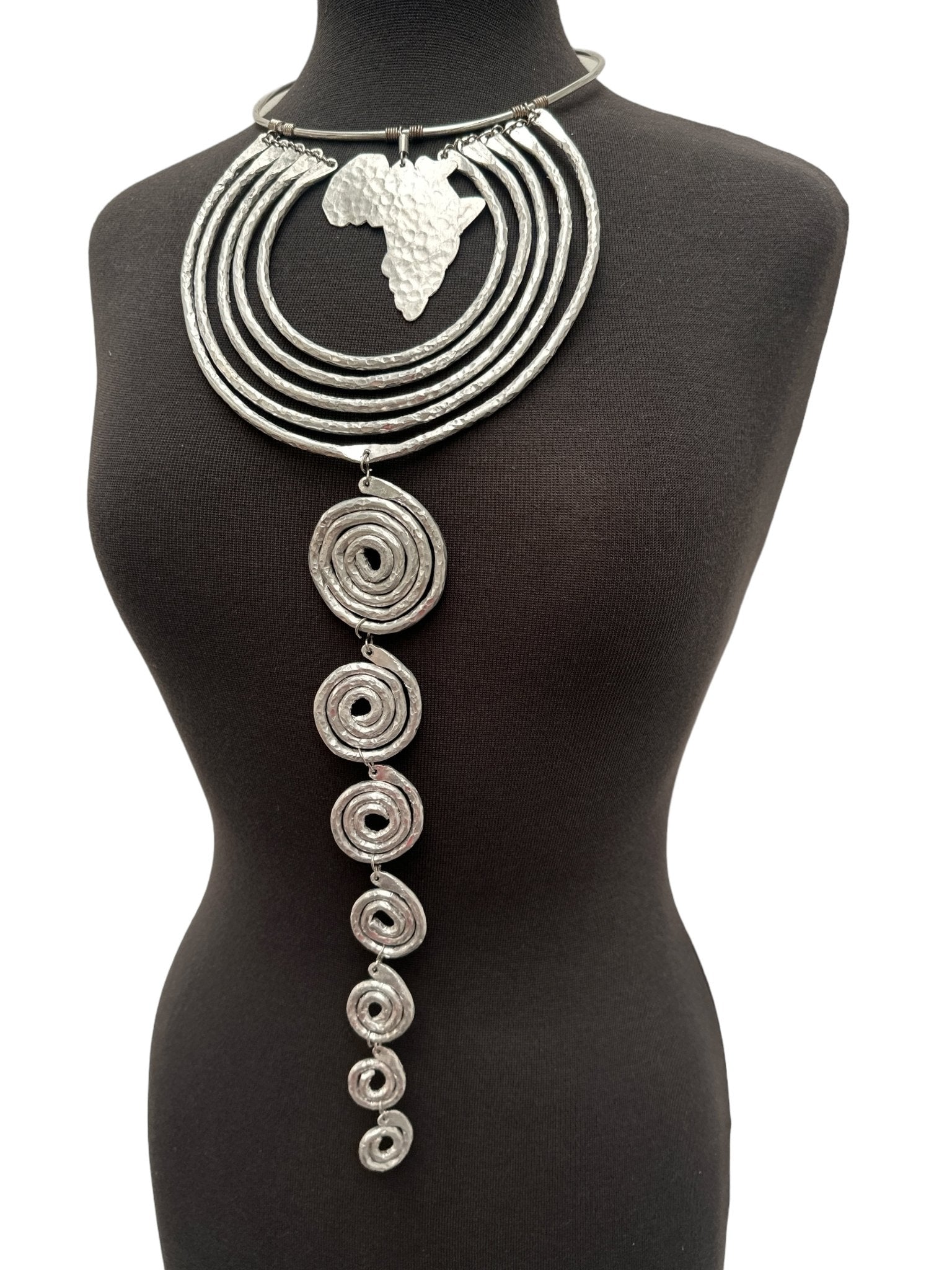 Authentic Unique African Craftsmanship Aluminium Metal Statement Pendant Necklace - Fatisha Boutique