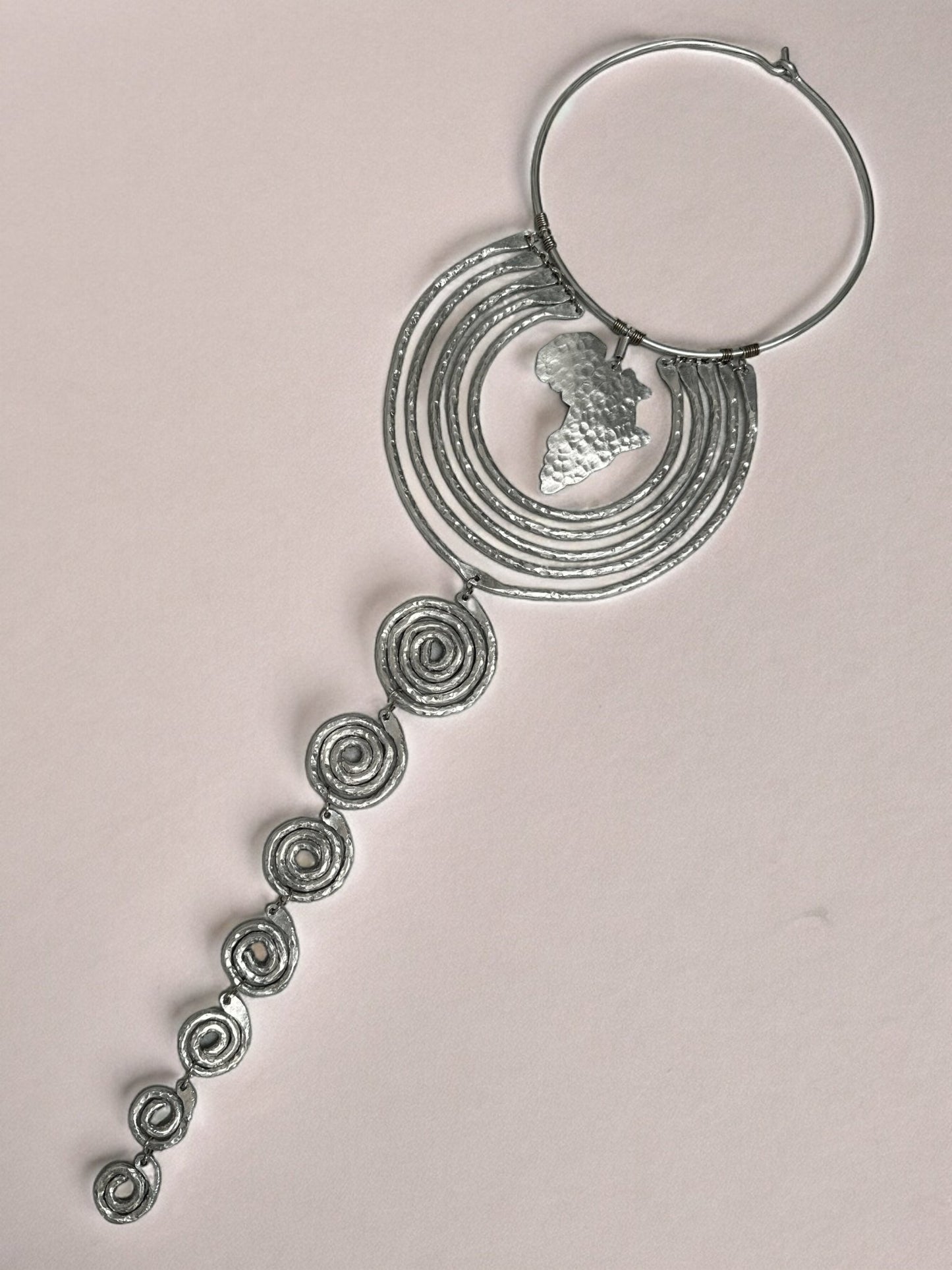 Authentic Unique African Craftsmanship Aluminium Metal Statement Pendant Necklace - Fatisha Boutique