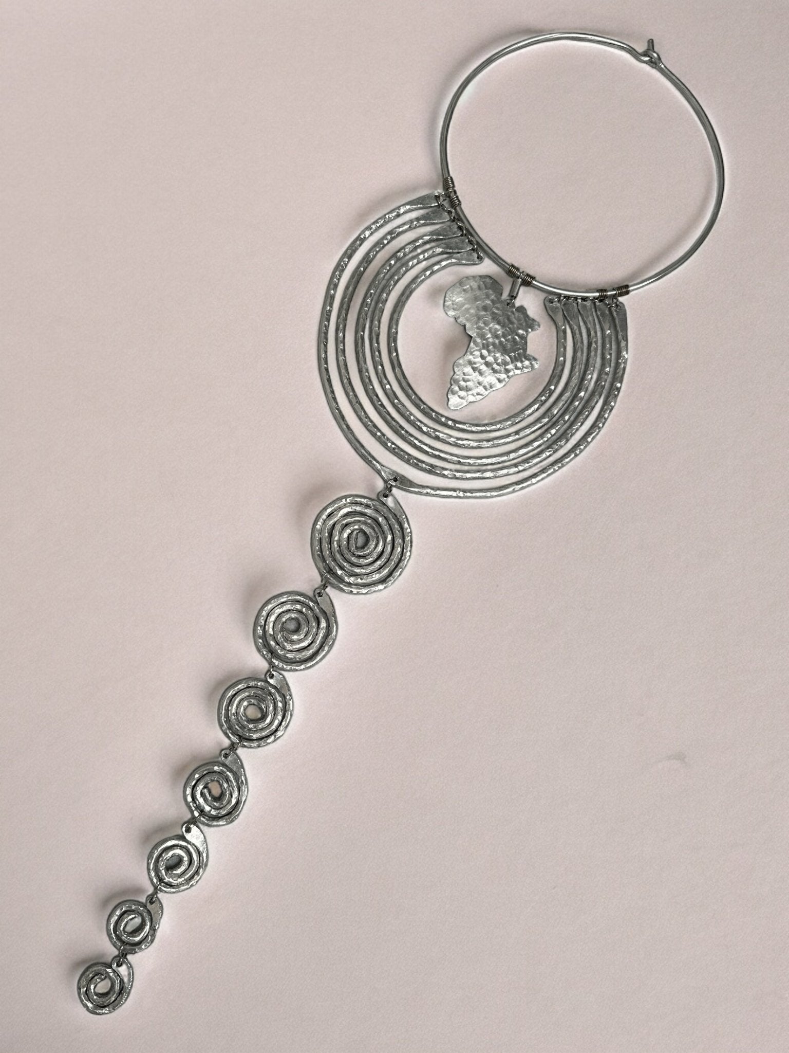 Authentic Unique African Craftsmanship Aluminium Metal Statement Pendant Necklace - Fatisha Boutique