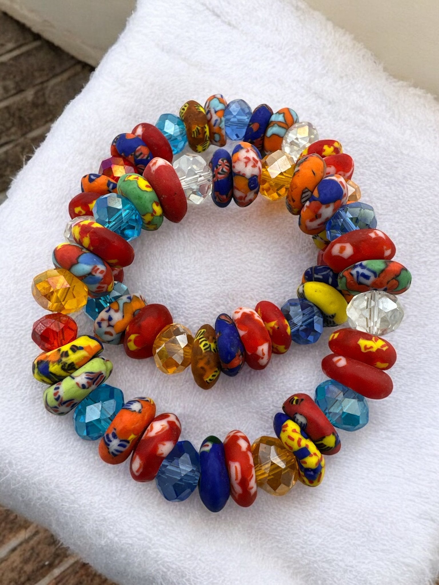 Authentic West African Multicoloured Korobo Beaded Bracelet - Fatisha Boutique