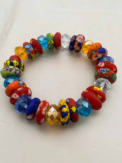 Authentic West African Multicoloured Korobo Beaded Bracelet - Fatisha Boutique