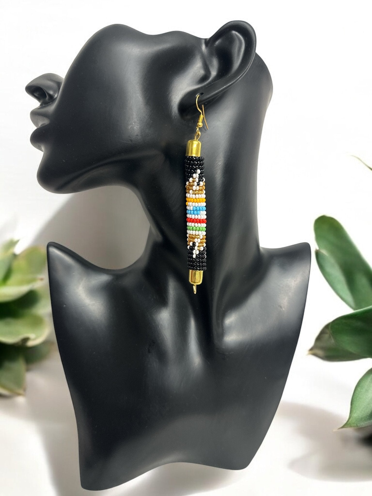 AuthenticHandmade Multicoloured African Beaded Dangle Earrings - Tribal Boho Jewellery - Fatisha Boutique