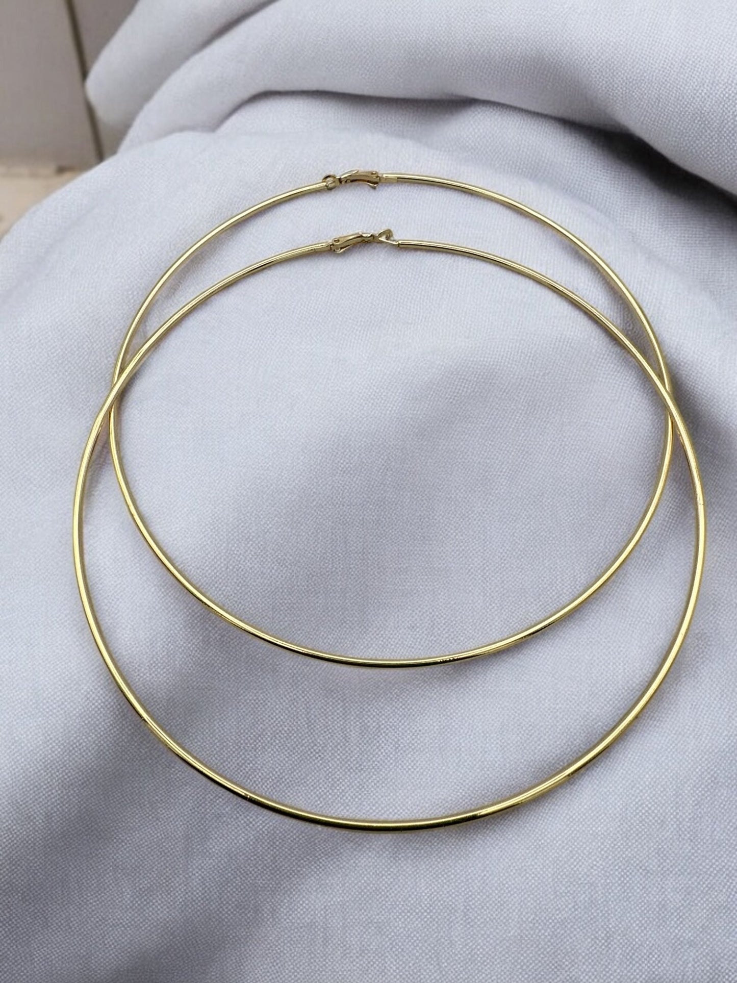 Big 14cm Lightweight Oversized Hoop Earrings – Available in Gold, Black, Silver - Fatisha Boutique