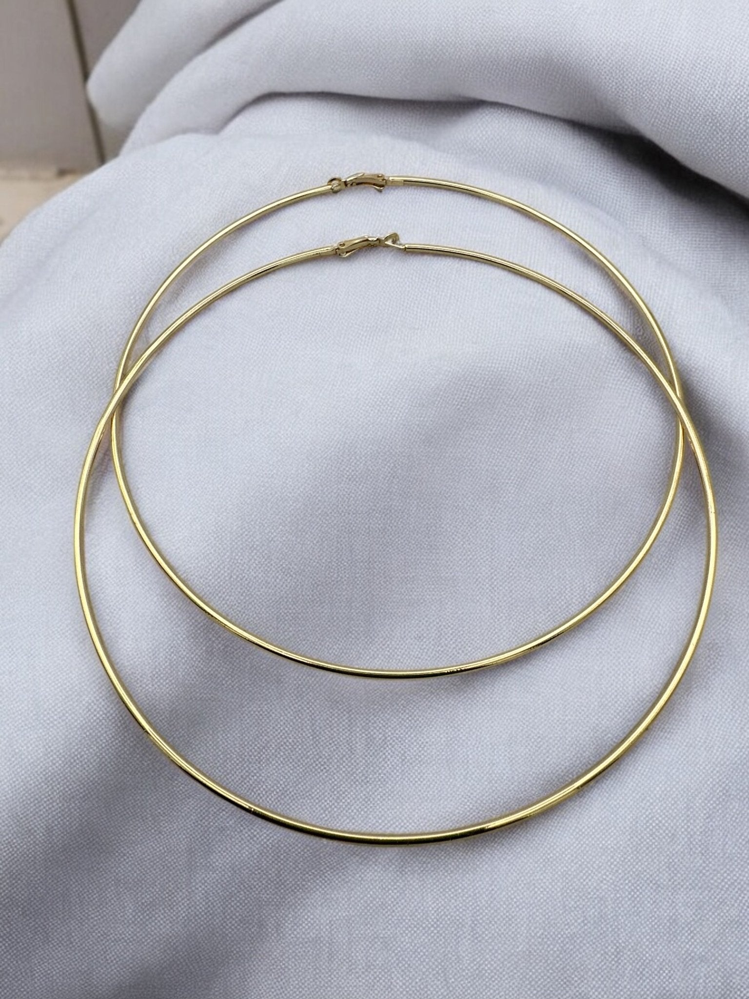 Big 14cm Lightweight Oversized Hoop Earrings – Available in Gold, Black, Silver - Fatisha Boutique
