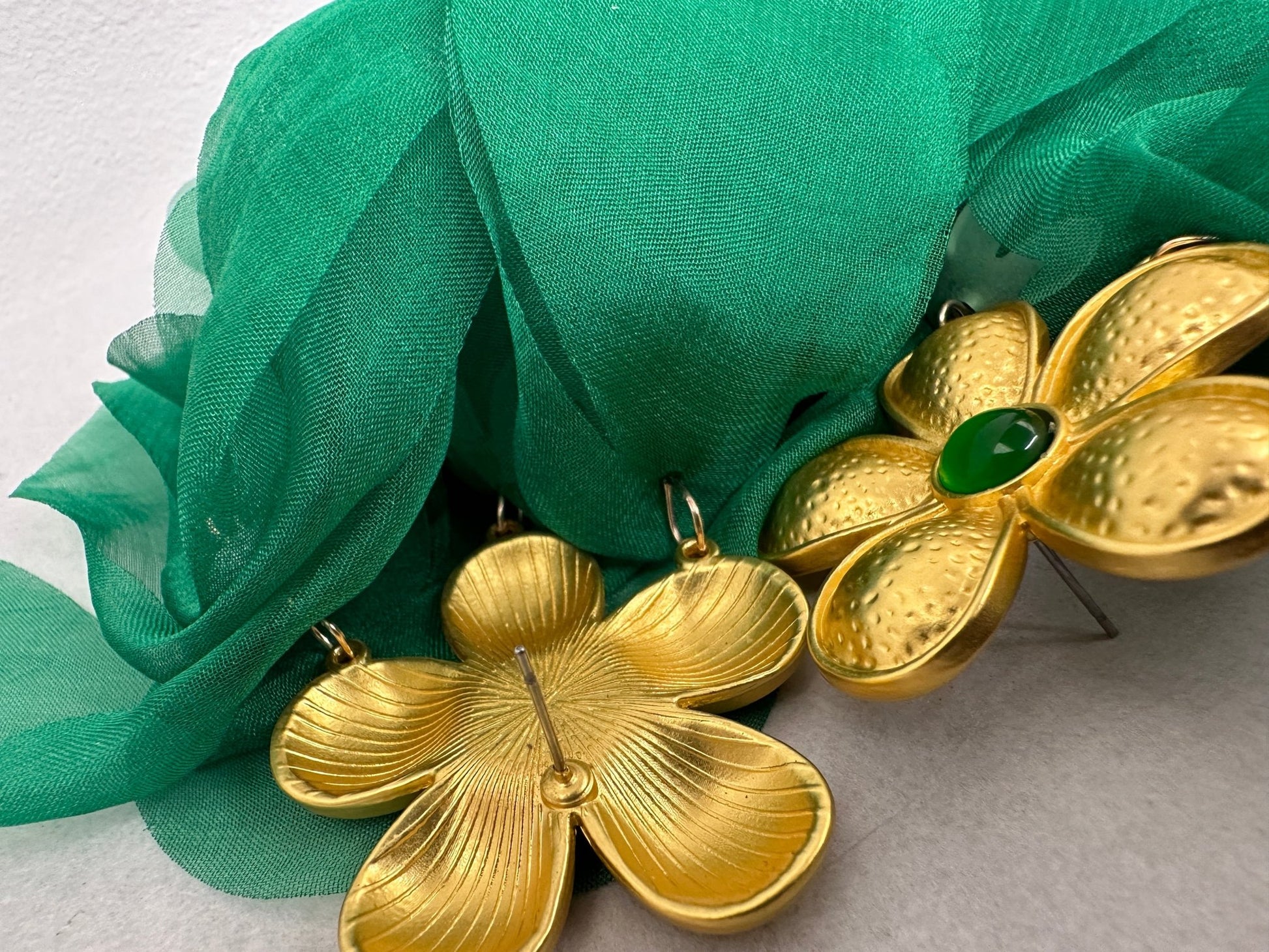 Big Bohemian Green Long Fringed Flower Petals Earrings - Fatisha Boutique