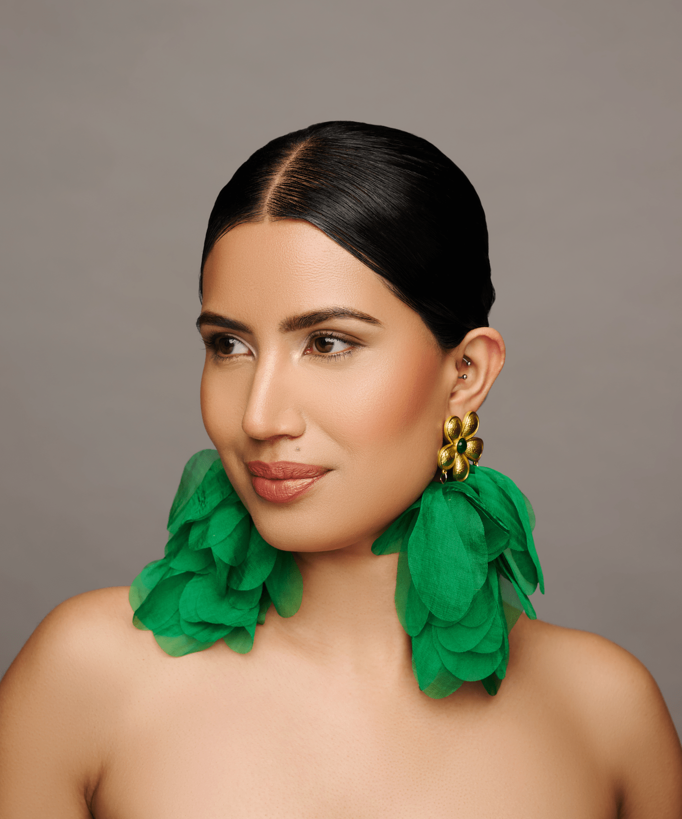 Big Bohemian Green Long Fringed Flower Petals Earrings - Fatisha Boutique
