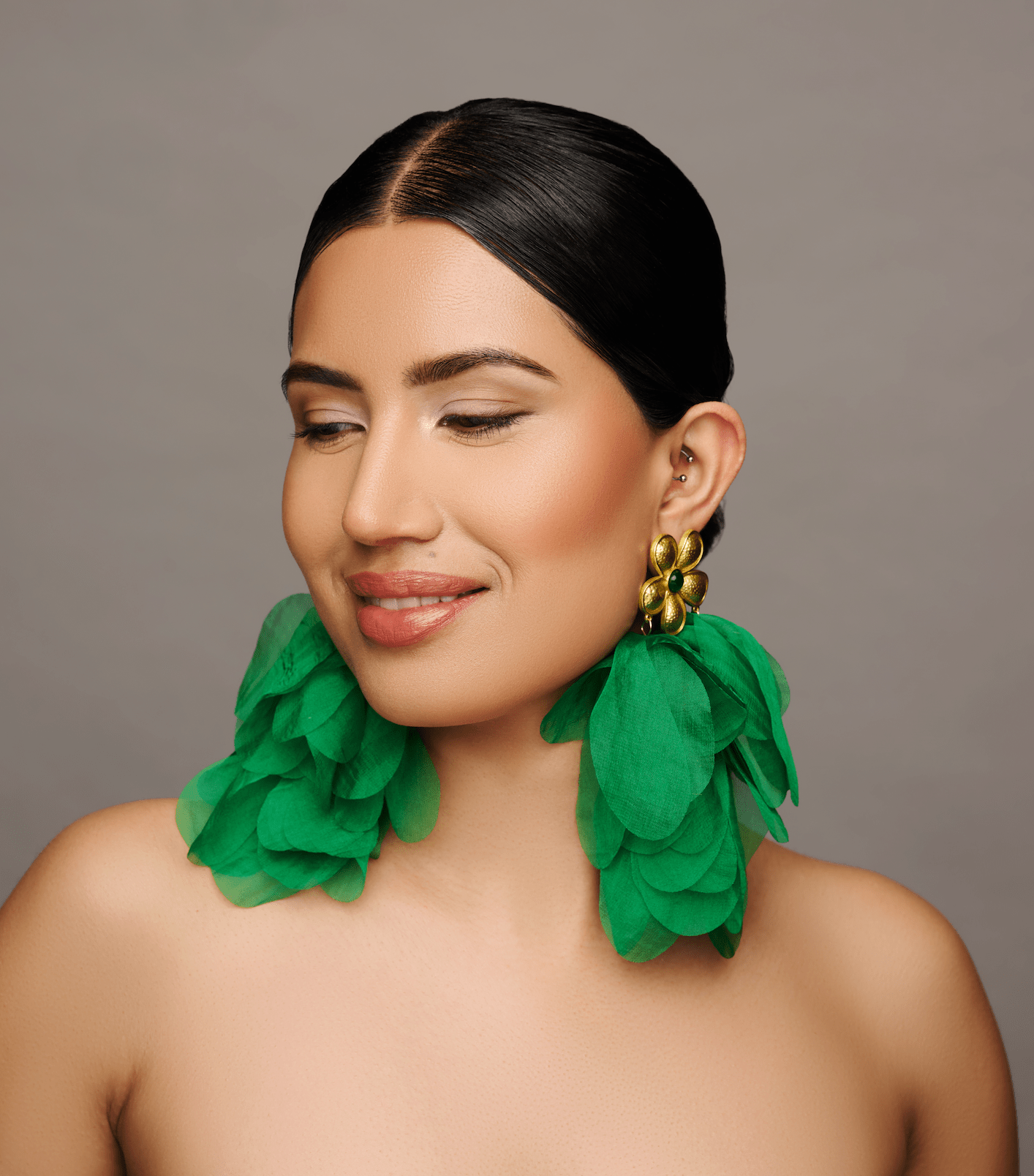 Big Bohemian Green Long Fringed Flower Petals Earrings - Fatisha Boutique