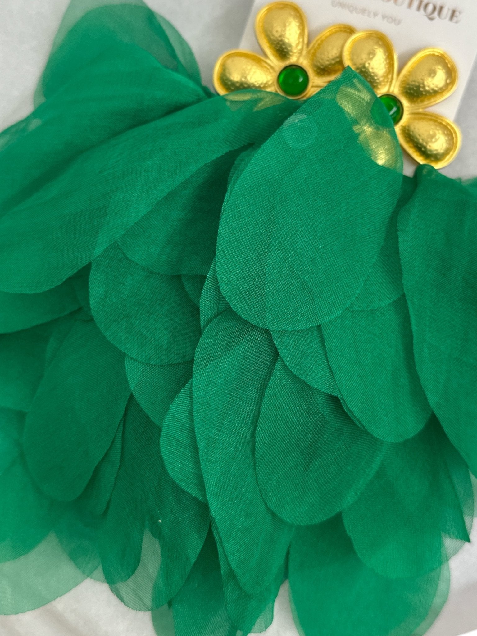 Big Bohemian Green Long Fringed Flower Petals Earrings - Fatisha Boutique