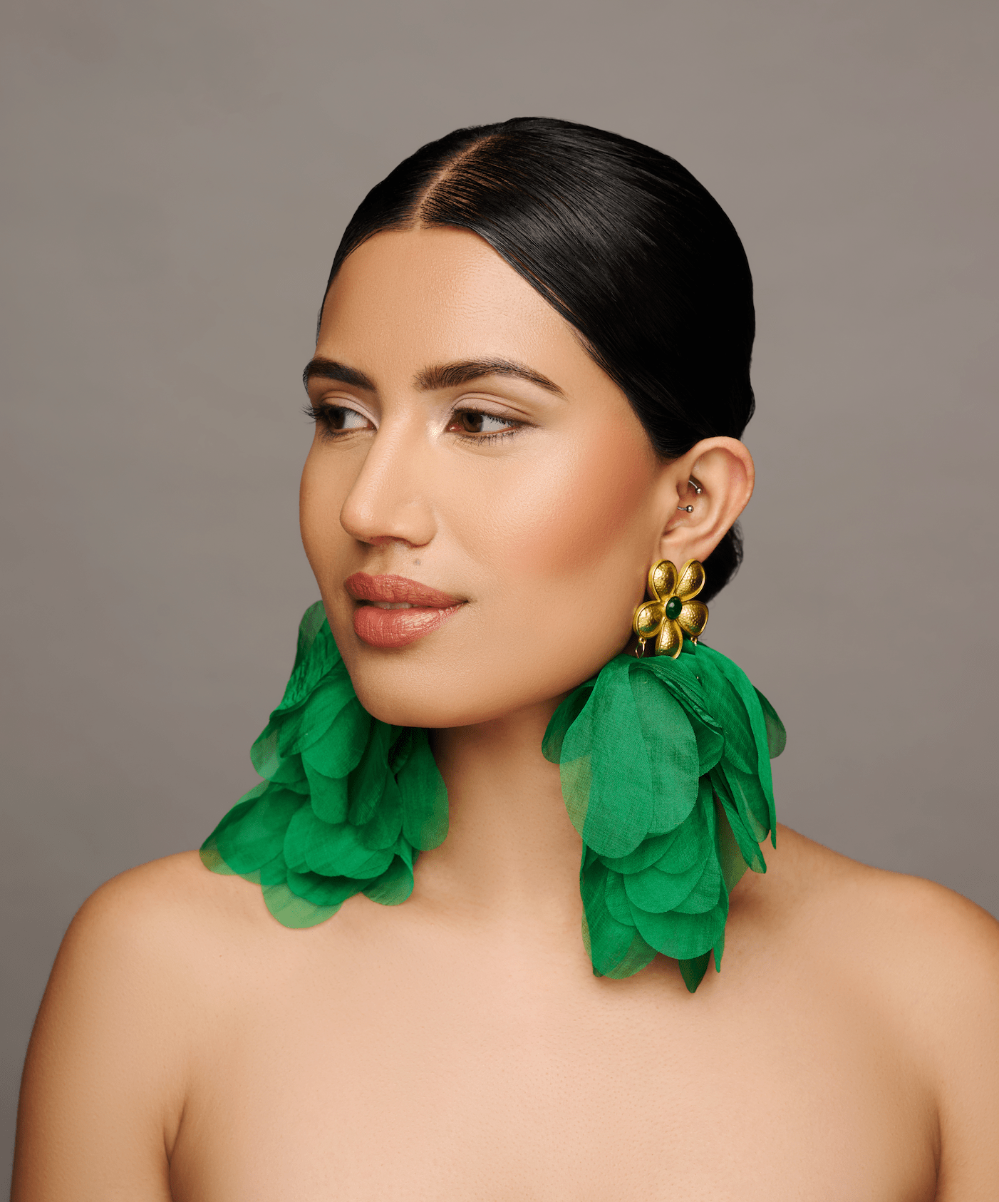 Big Bohemian Green Long Fringed Flower Petals Earrings - Fatisha Boutique