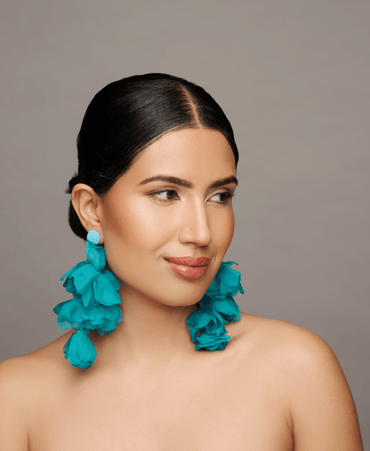 Big Bohemian Long Fringed Flower Tassel Stud Dangle Earrings - Fatisha Boutique