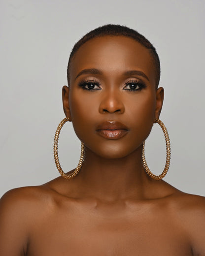 Big Chunky Gold Colour 10CM Statement Hoop Earrings - Fatisha Boutique
