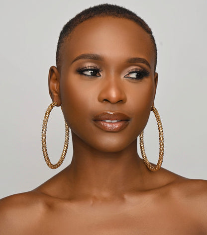 Big Chunky Gold Colour 10CM Statement Hoop Earrings - Fatisha Boutique