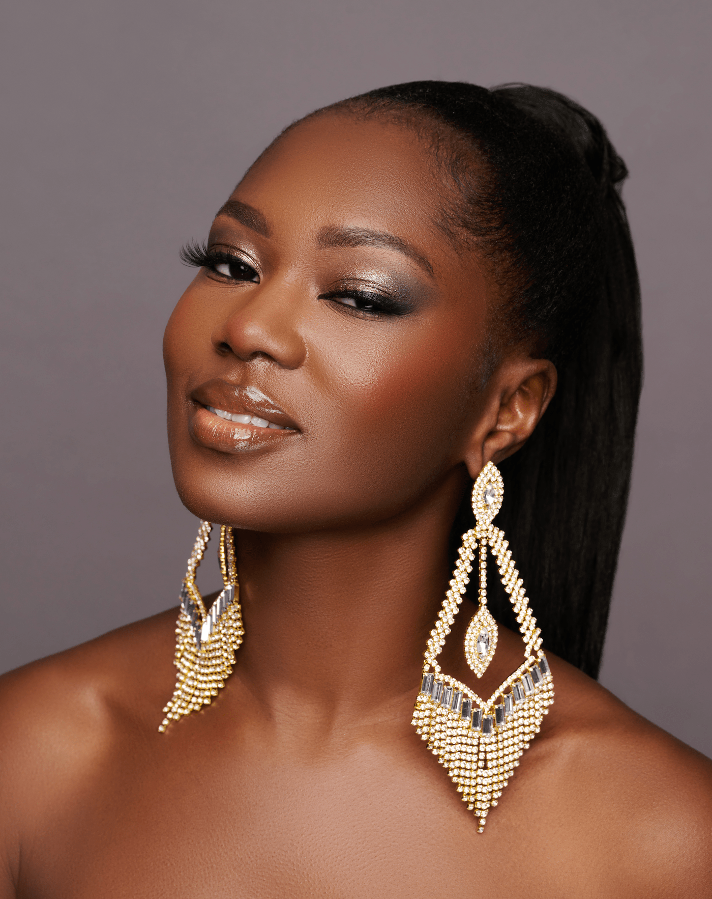Big Elegant Diamante Rhinestone Tassel Statement Dangle Earrings - Fatisha Boutique